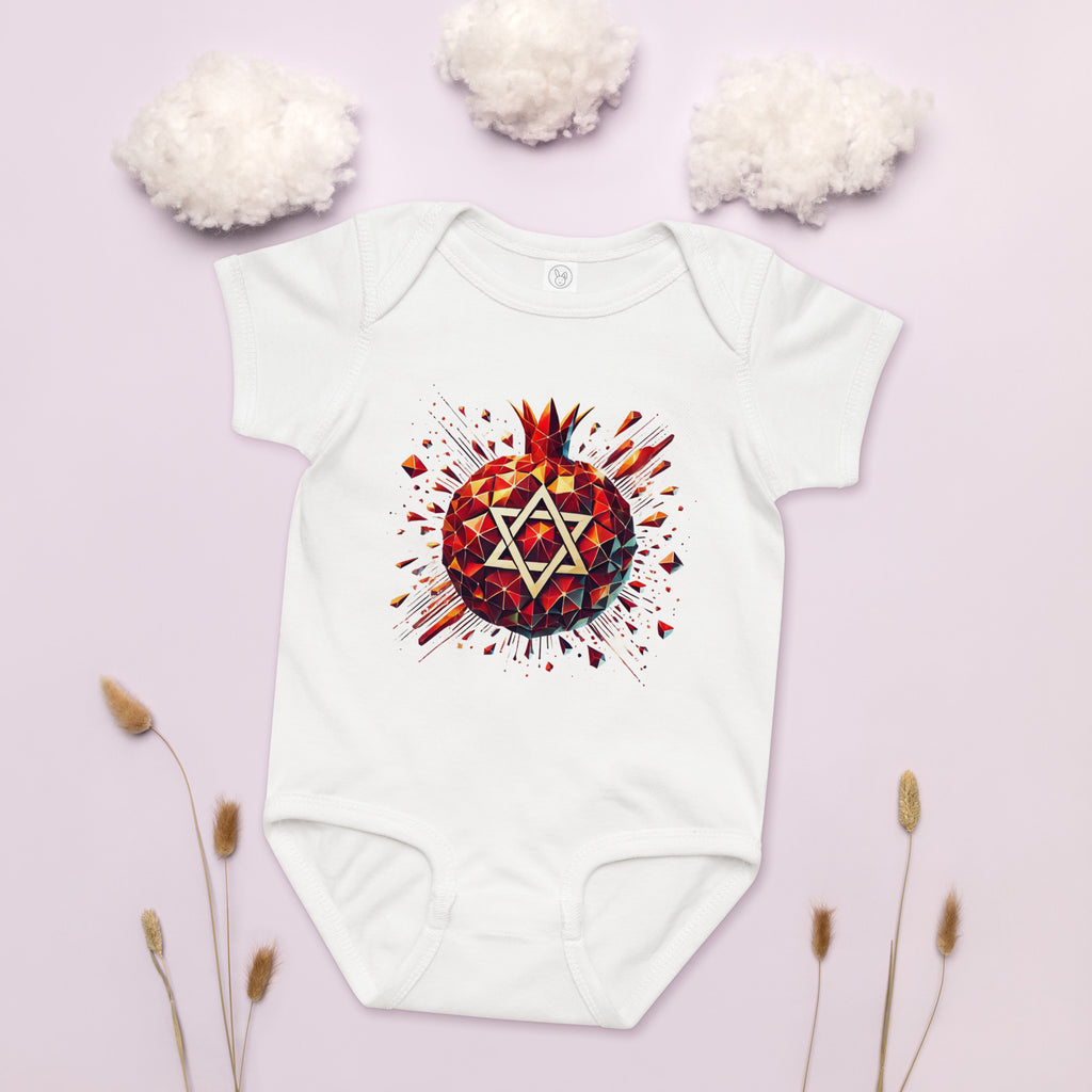 Pomegranate Star of David Baby Jersey Bodysuit - American Zionist