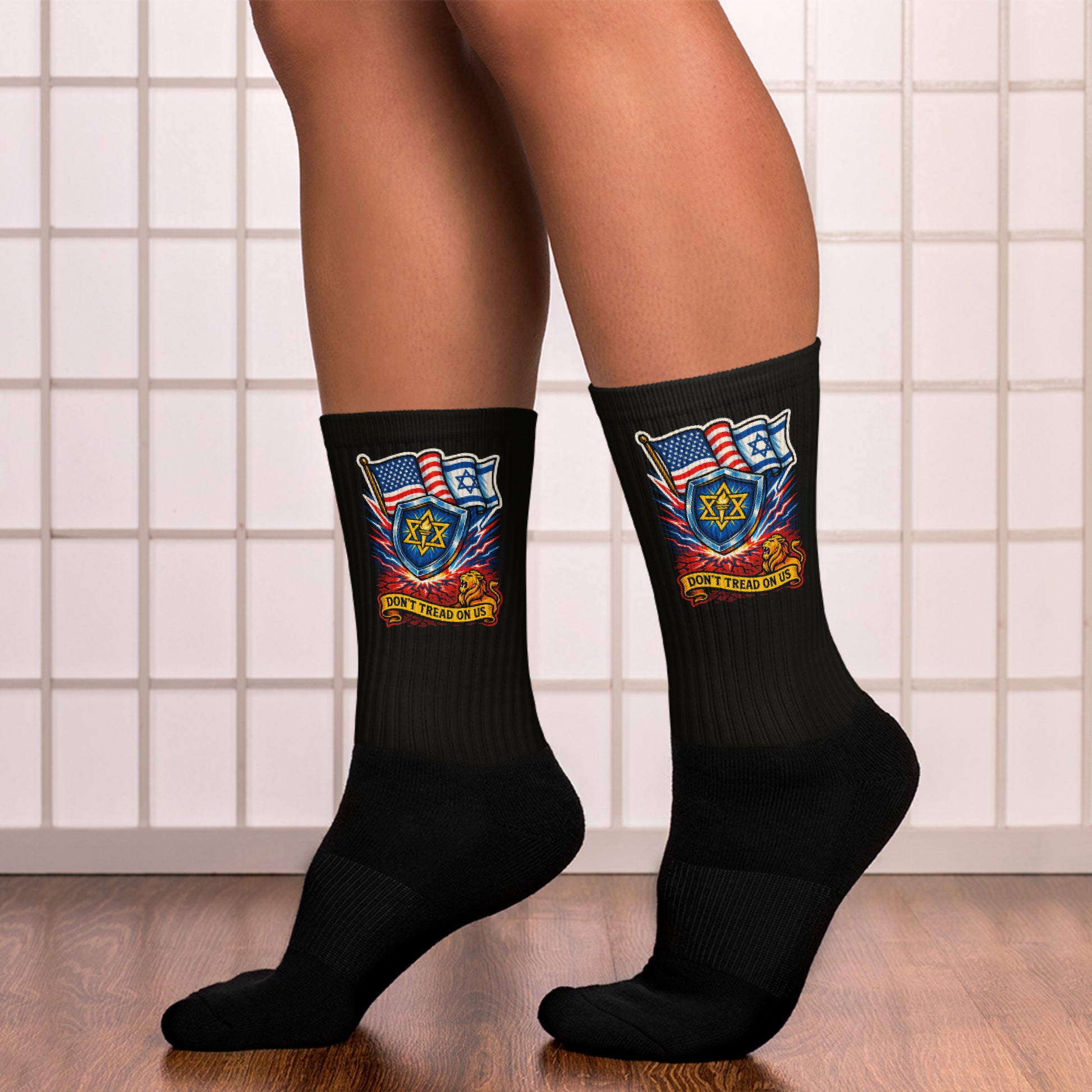 Don't Tread on Us Black Foot Sublimated Socks - American Zionist