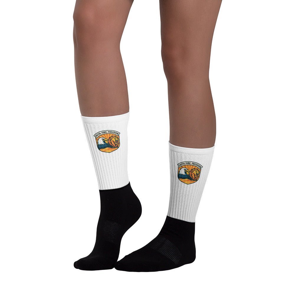 Lions Eagles Rise Black Foot Sublimated Socks - American Zionist