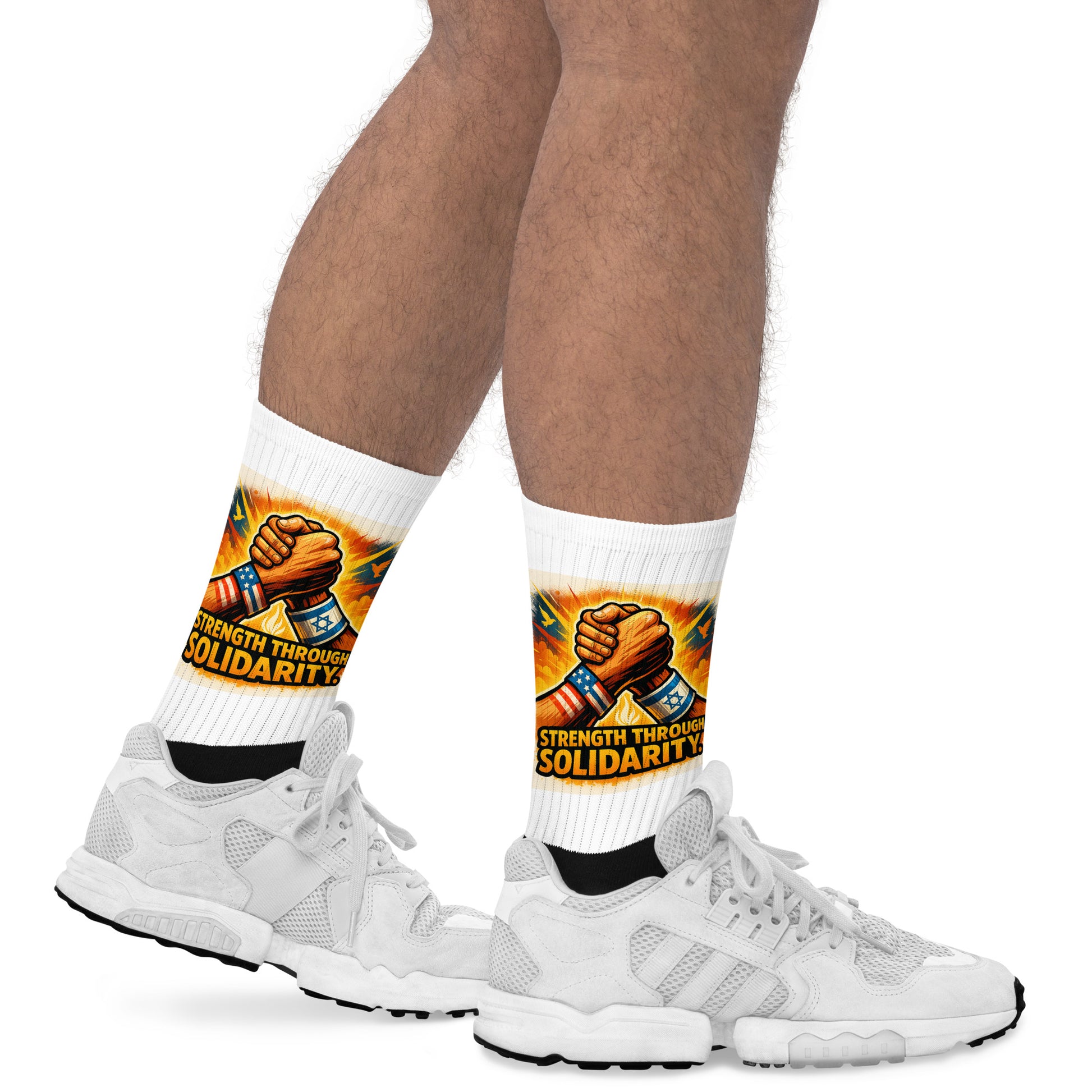 Strength Through Solidarity Black Foot Sublimated Socks - American Zionist