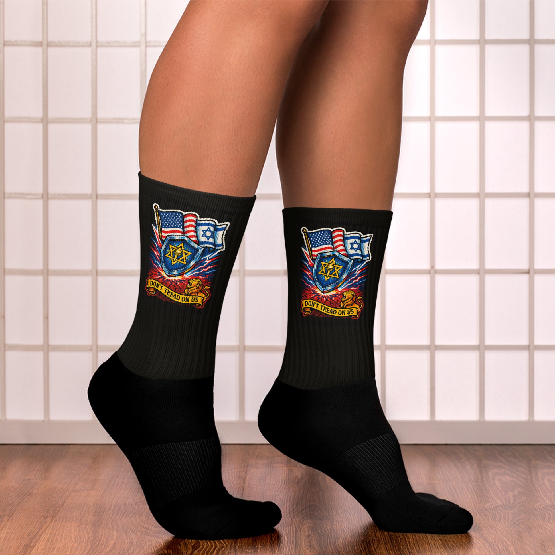 Don't Tread on Us Black Foot Sublimated Socks - American Zionist