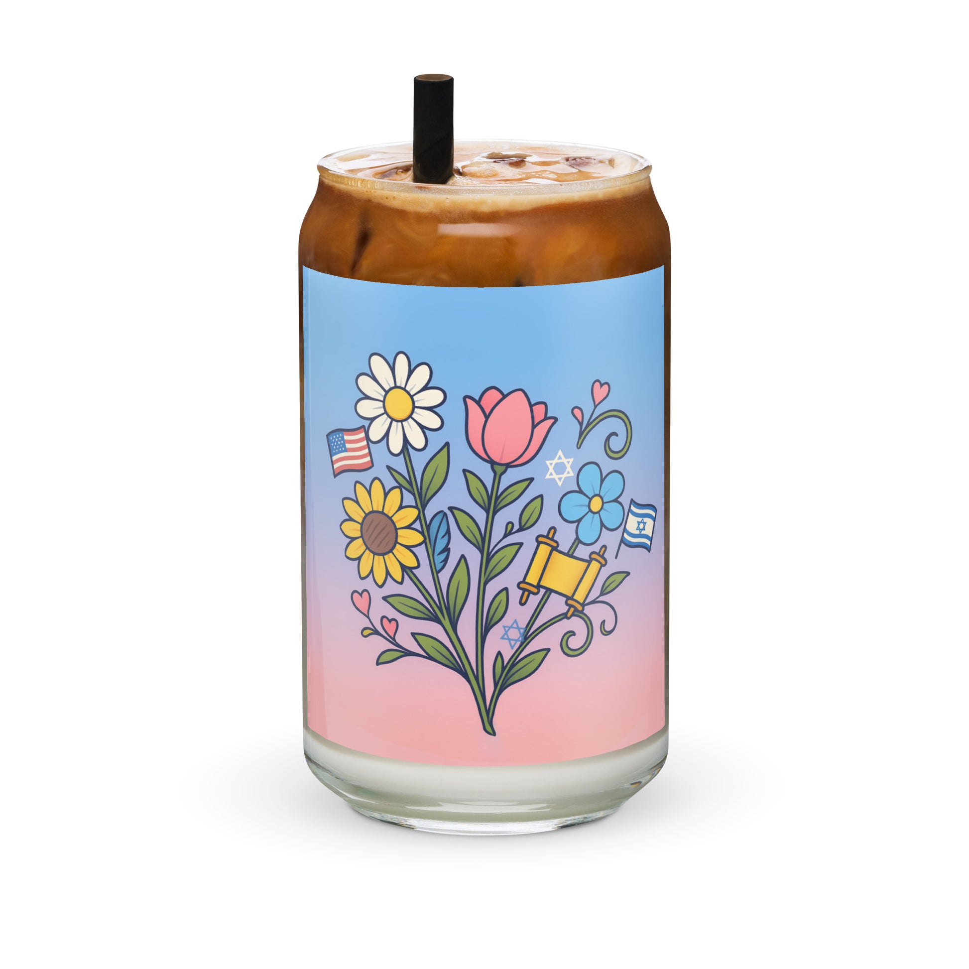 Flourish With Freedom Can - shaped Glass (16 oz) - American Zionist