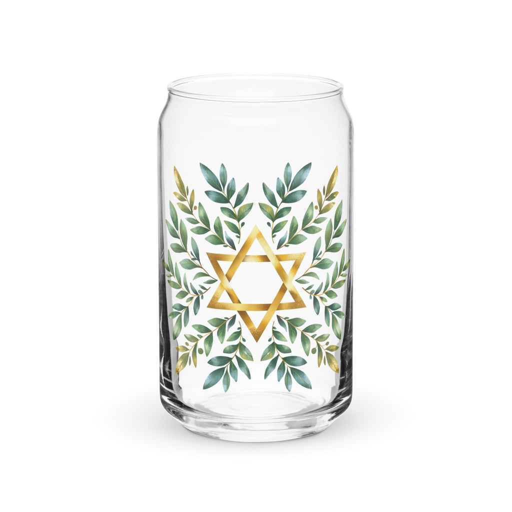 Wreath Star of David Can - Shaped Glass (16 oz) - American Zionist