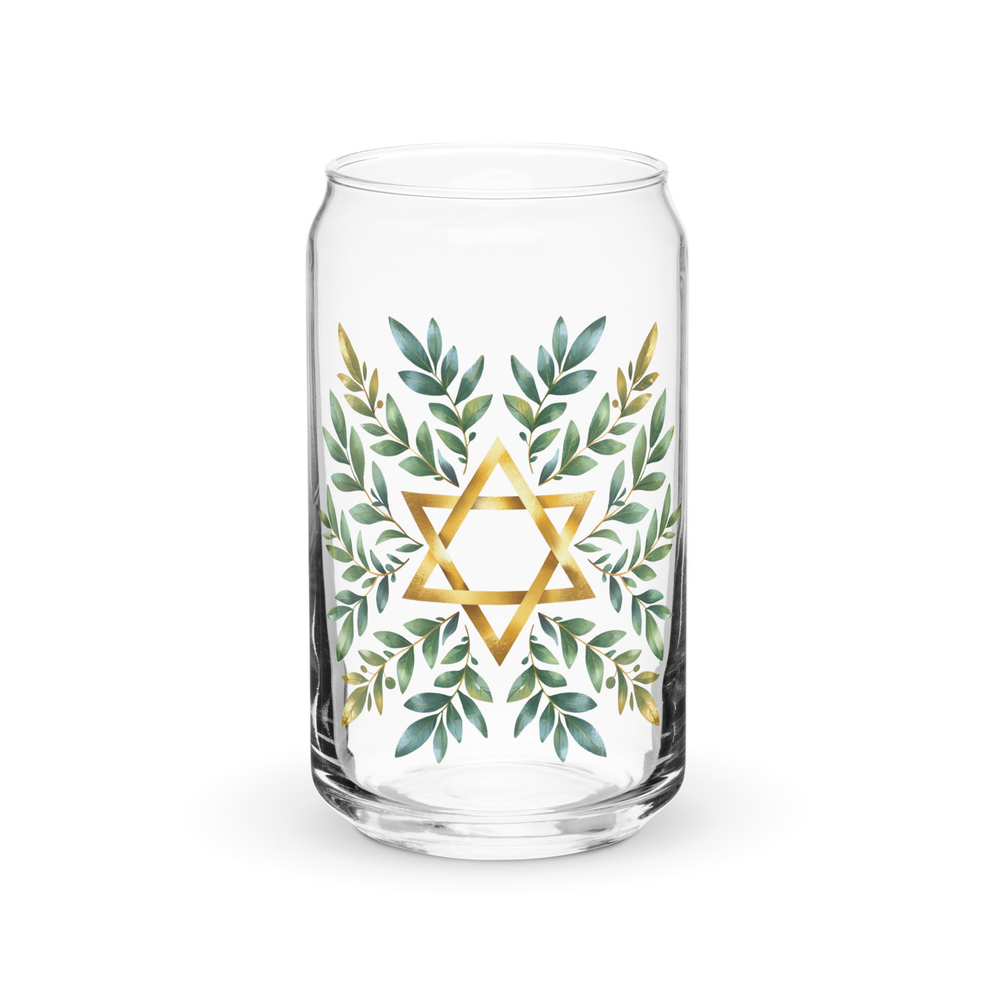 Wreath Star of David Can - Shaped Glass (16 oz) - American Zionist