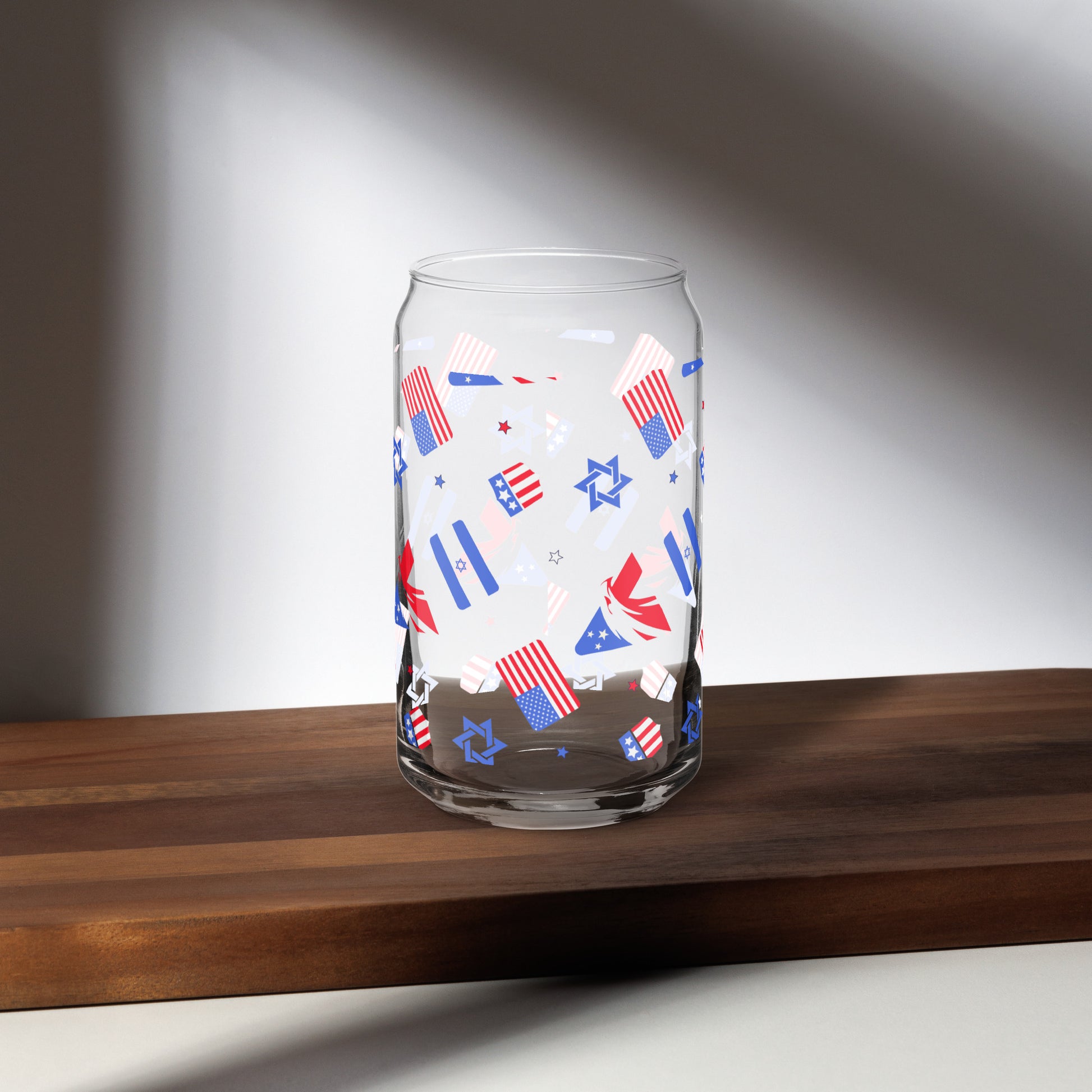 Zionist Eagle Pattern Can - shaped Glass (16 oz) - American Zionist