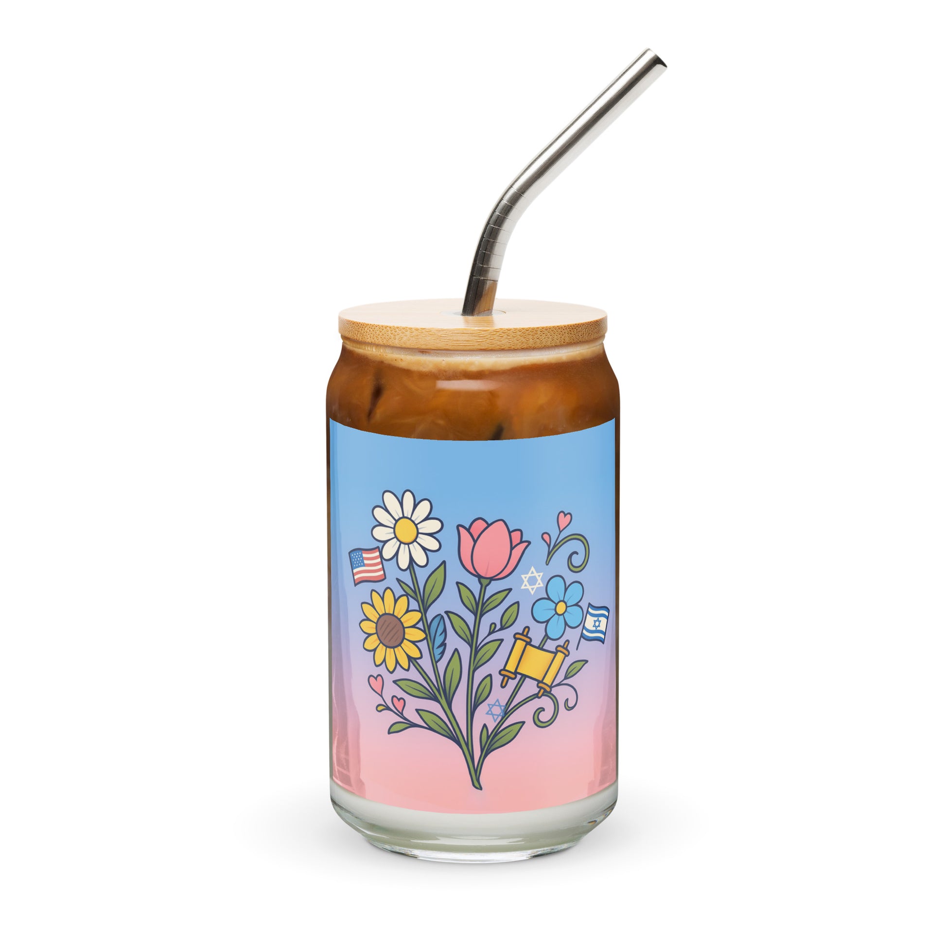 Flourish With Freedom Can - shaped Glass (16 oz) - American Zionist