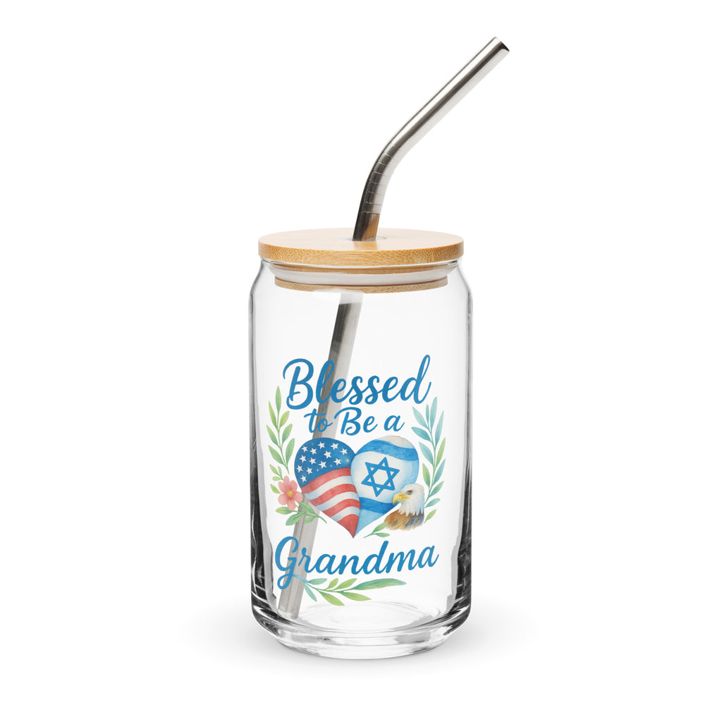 Blessed To Be A Grandma Can - Shaped Glass - American Zionist
