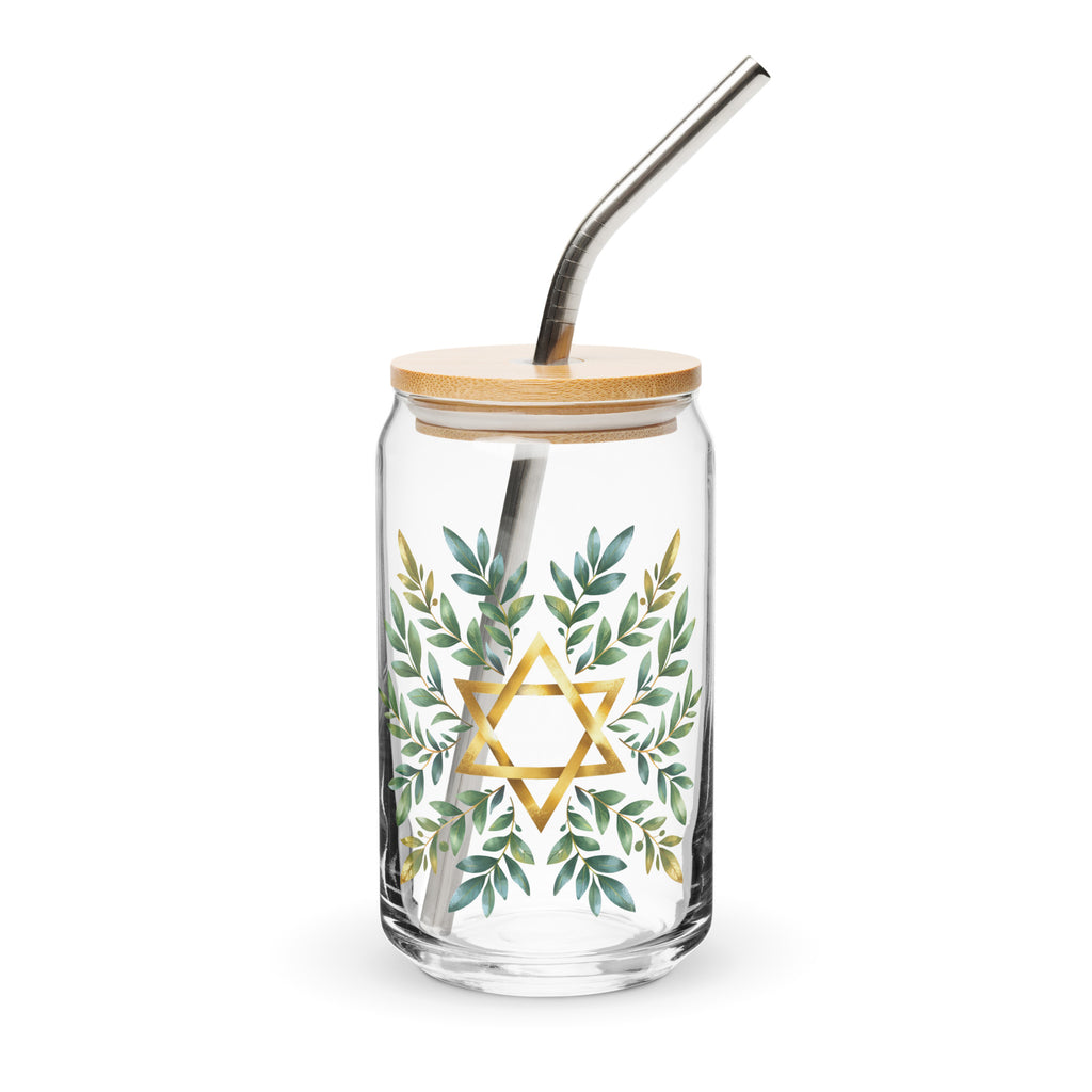 Wreath Star of David Can - Shaped Glass (16 oz) - American Zionist
