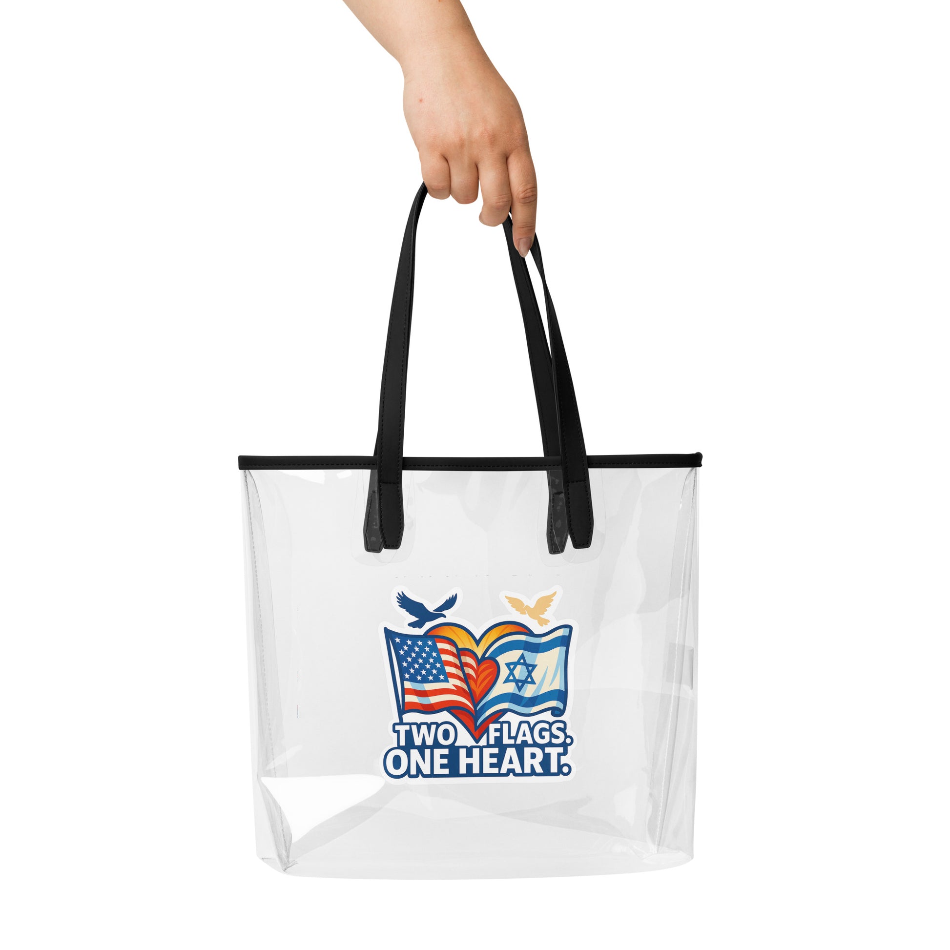 Two Flags. One Heart Clear Tote Bag - American Zionist