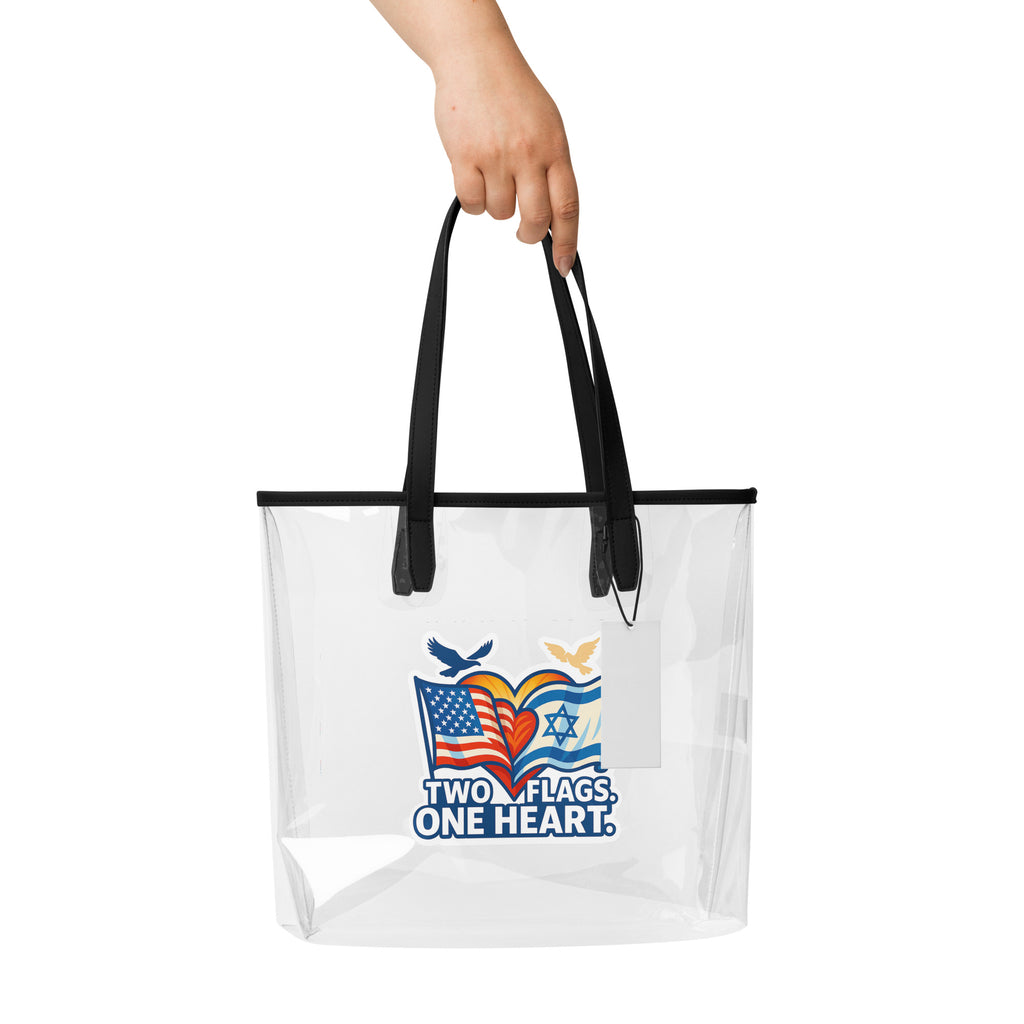 Two Flags. One Heart Clear Tote Bag - American Zionist