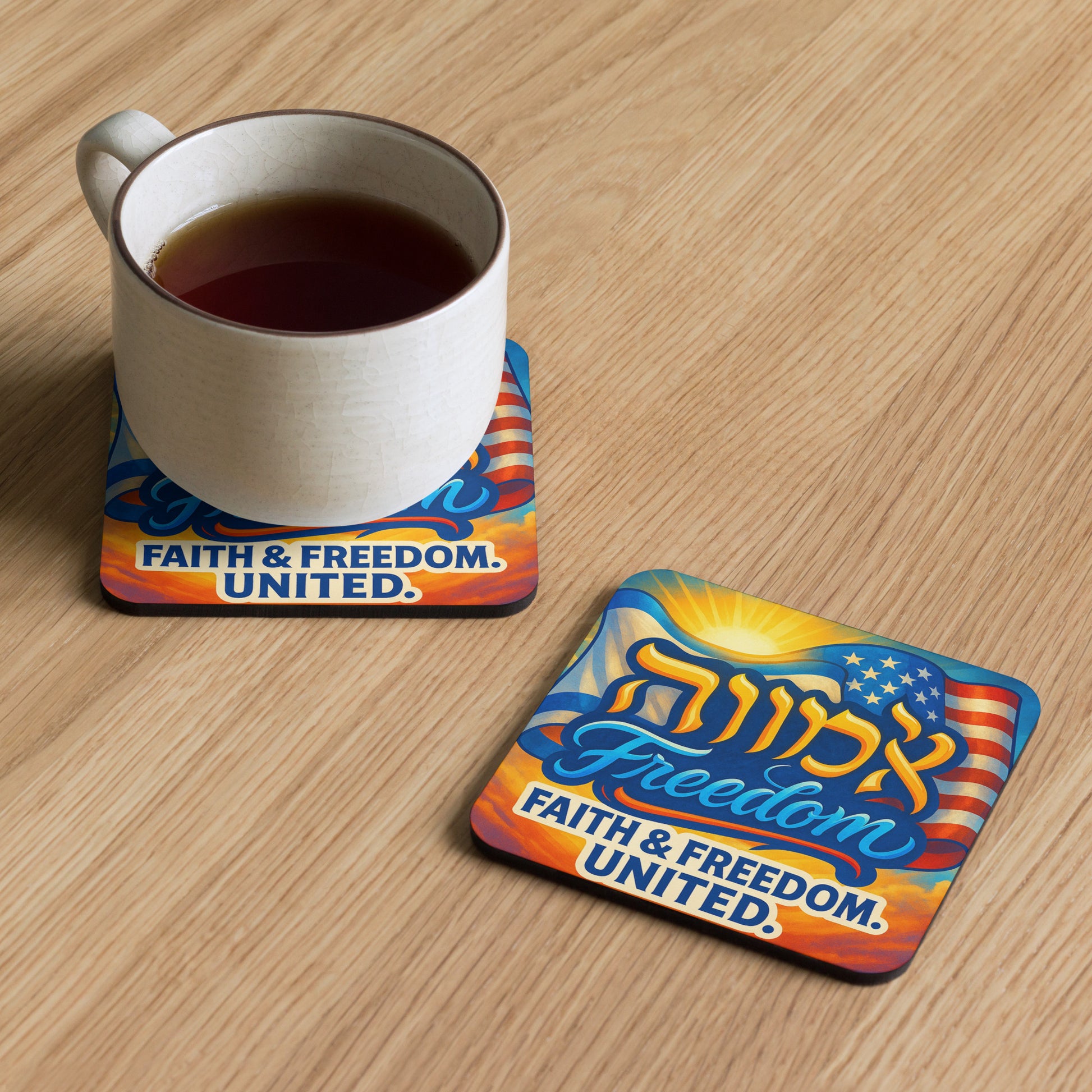 Faith Freedom United Cork - back Coaster - American Zionist