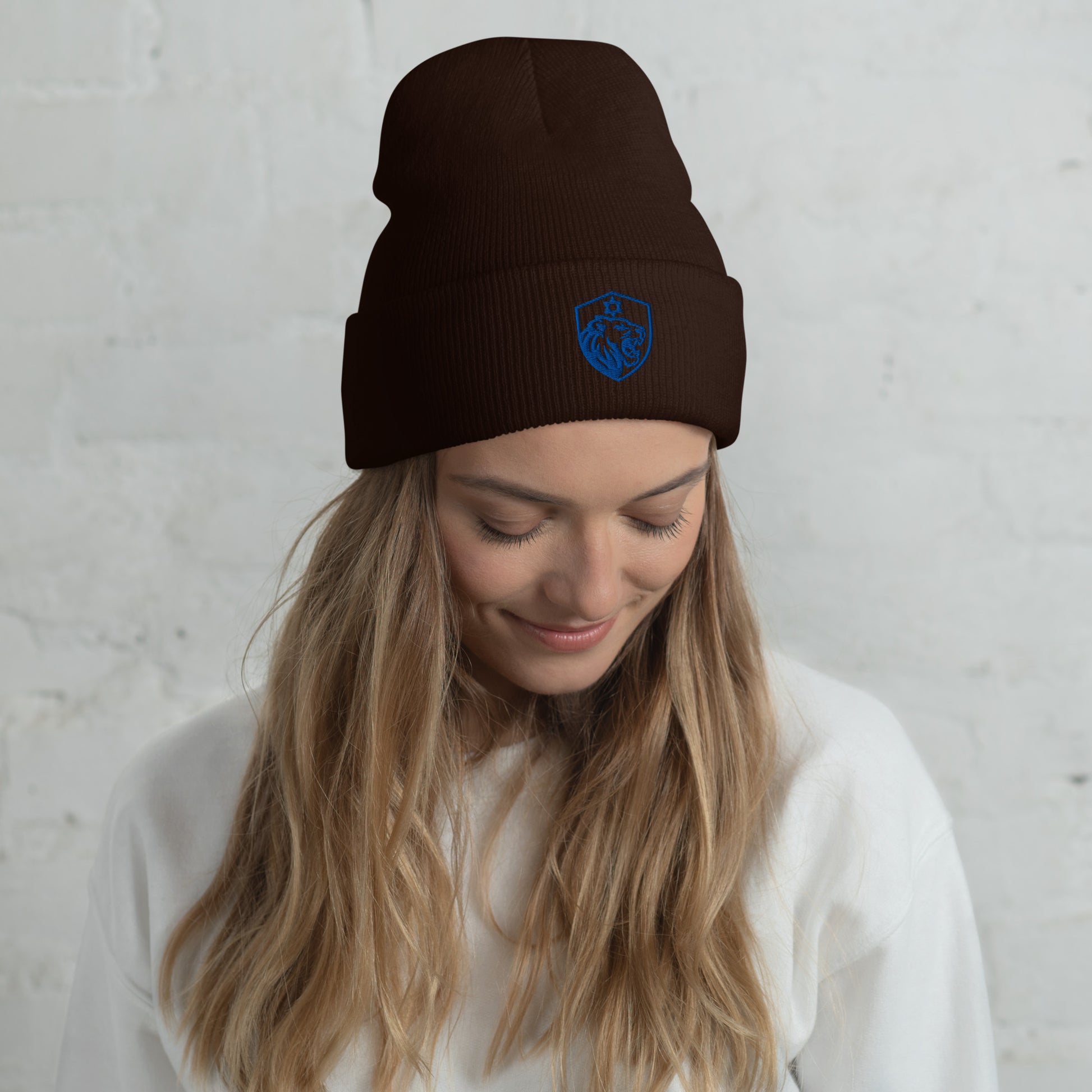 Lion Shield Of Israel Cuffed Beanie - American Zionist