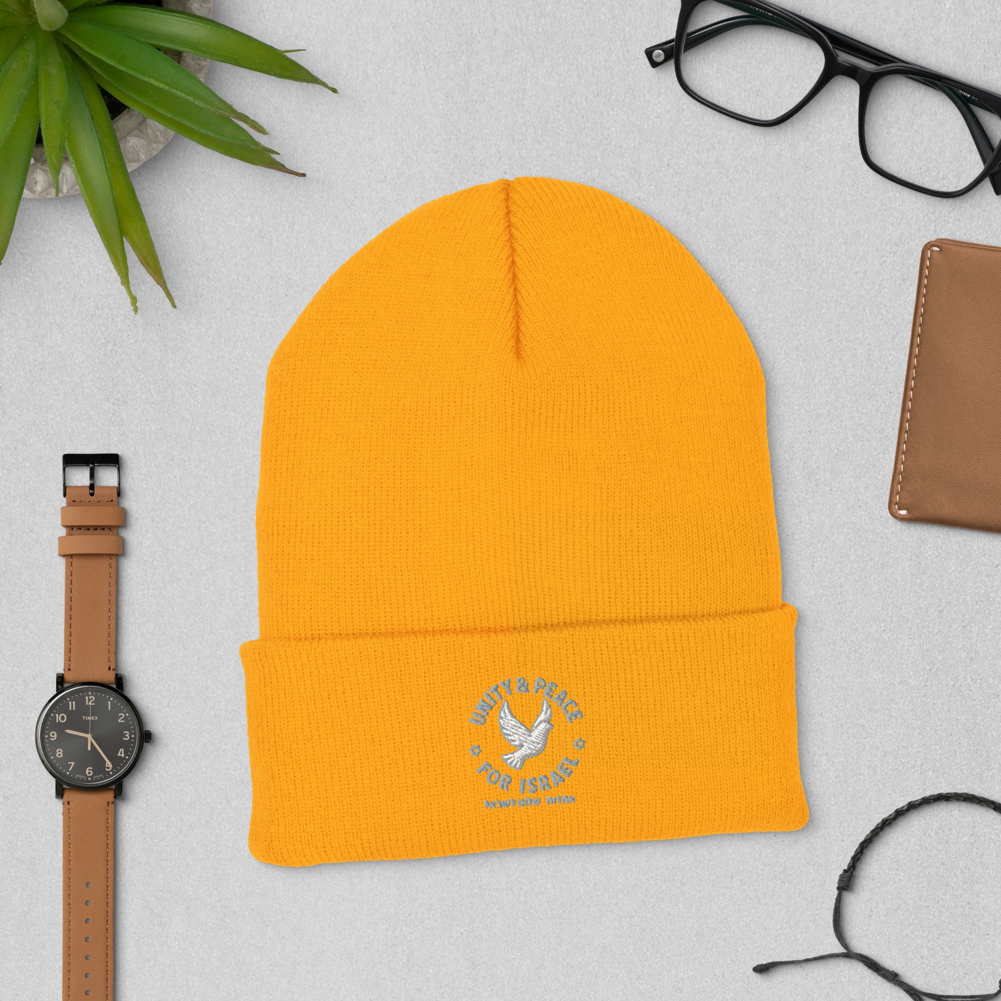 Unity Peace For Israel Cuffed Beanie - American Zionist