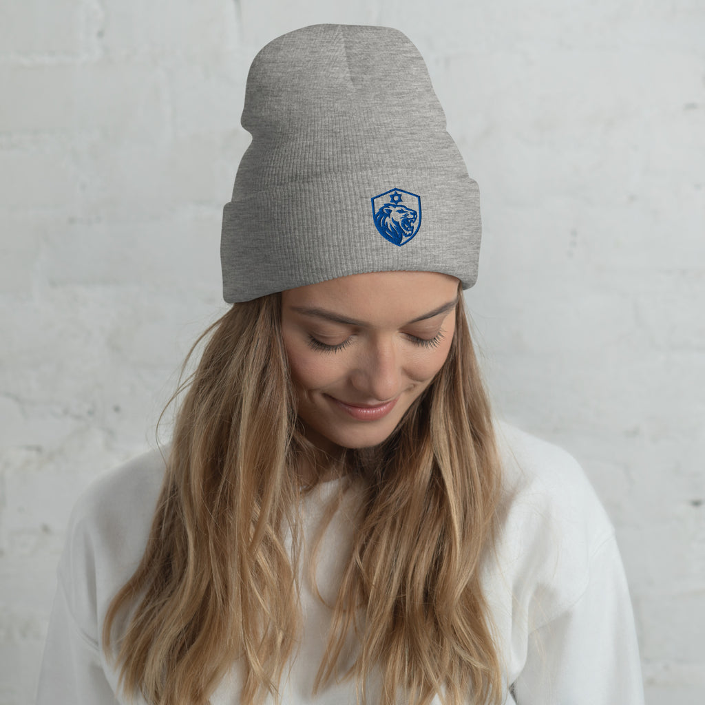 Lion Shield Of Israel Cuffed Beanie - American Zionist