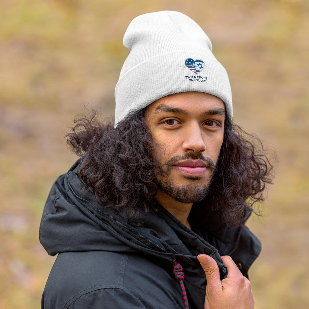 Two Nations One Pulse Cuffed Beanie - American Zionist