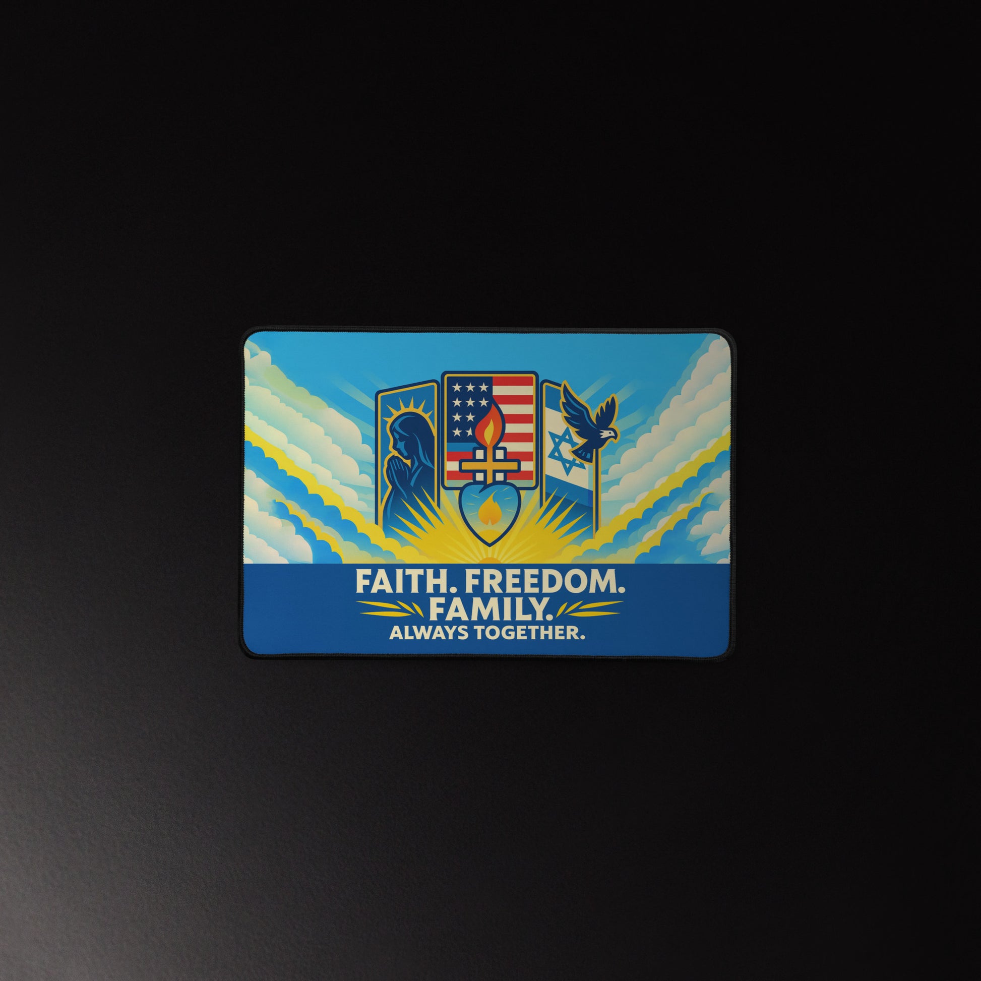 Guided By Faith's Flame Desk Mat - American Zionist