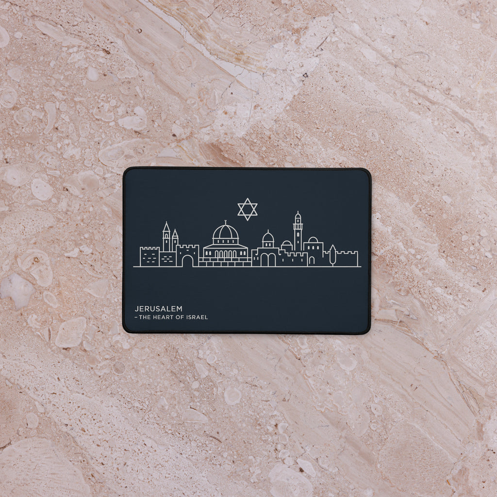 Jerusalem The Heart Of Israel Desk Mat - American Zionist