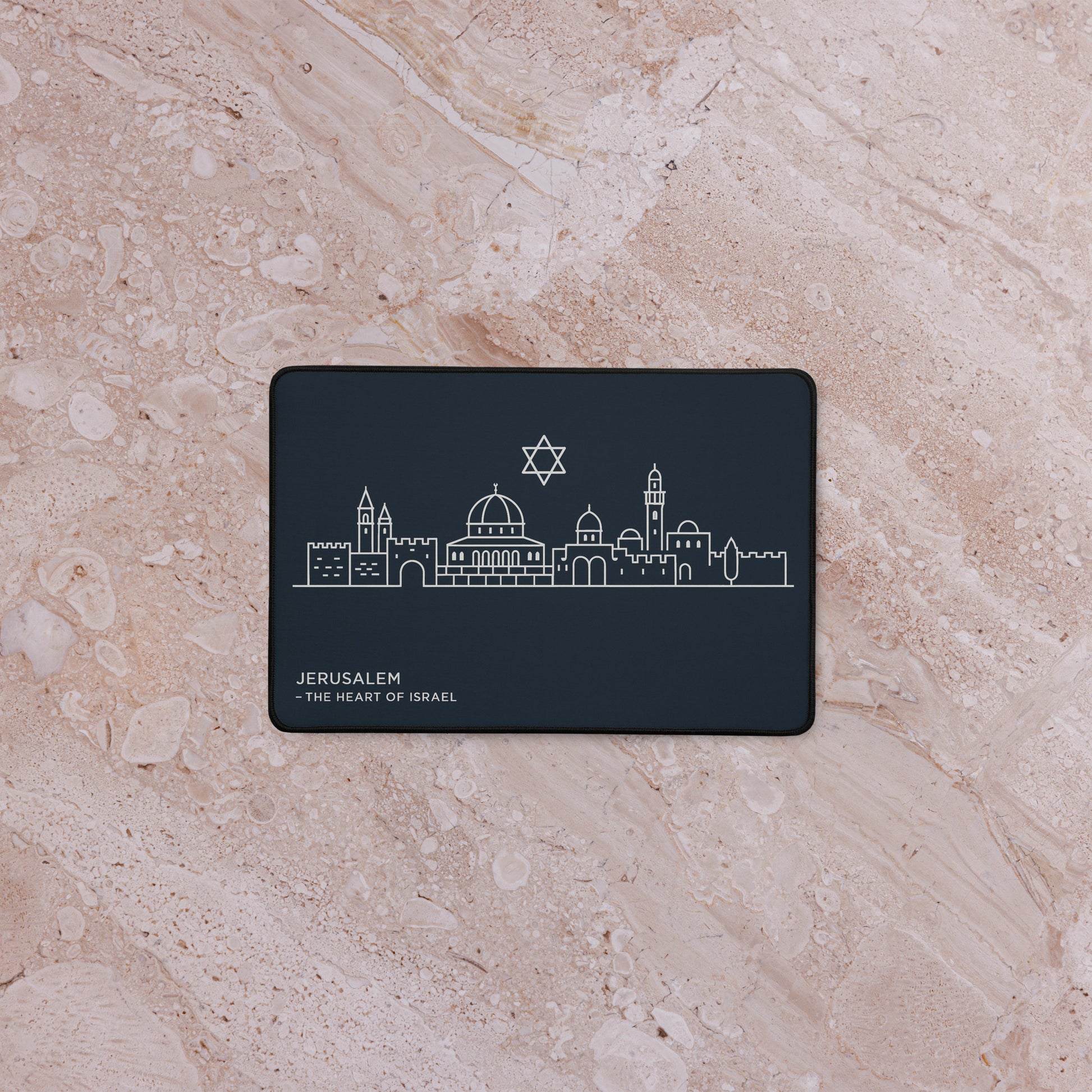 Jerusalem The Heart Of Israel Desk Mat - American Zionist
