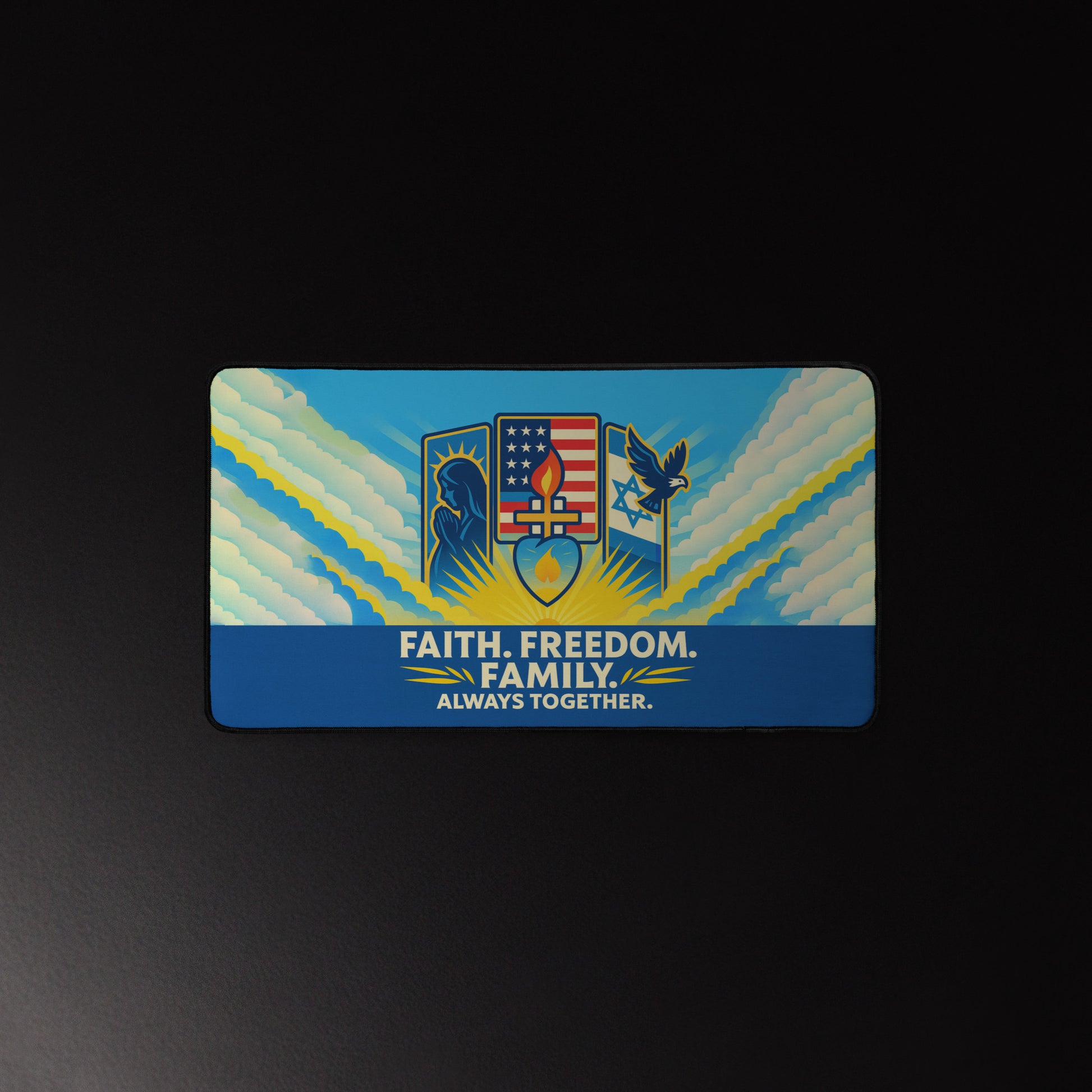 Guided By Faith's Flame Desk Mat - American Zionist
