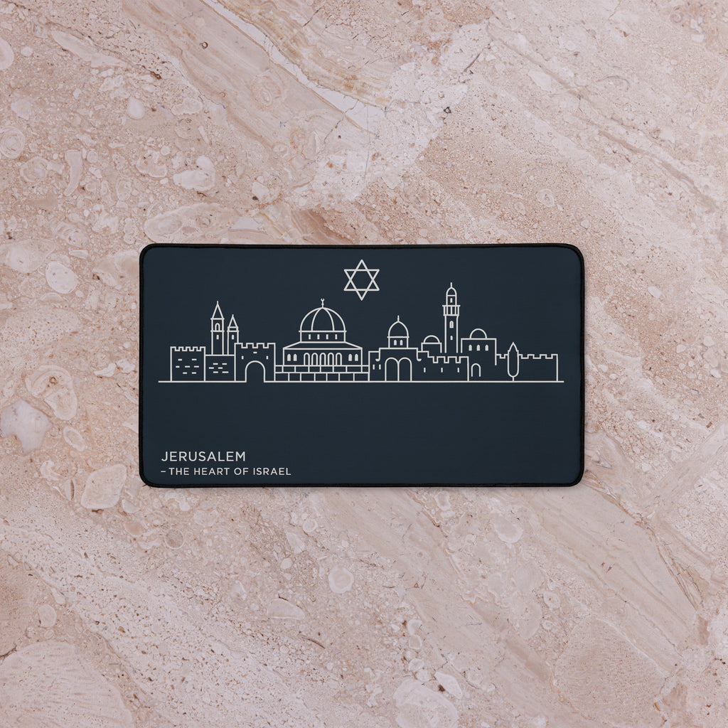 Jerusalem The Heart Of Israel Desk Mat - American Zionist