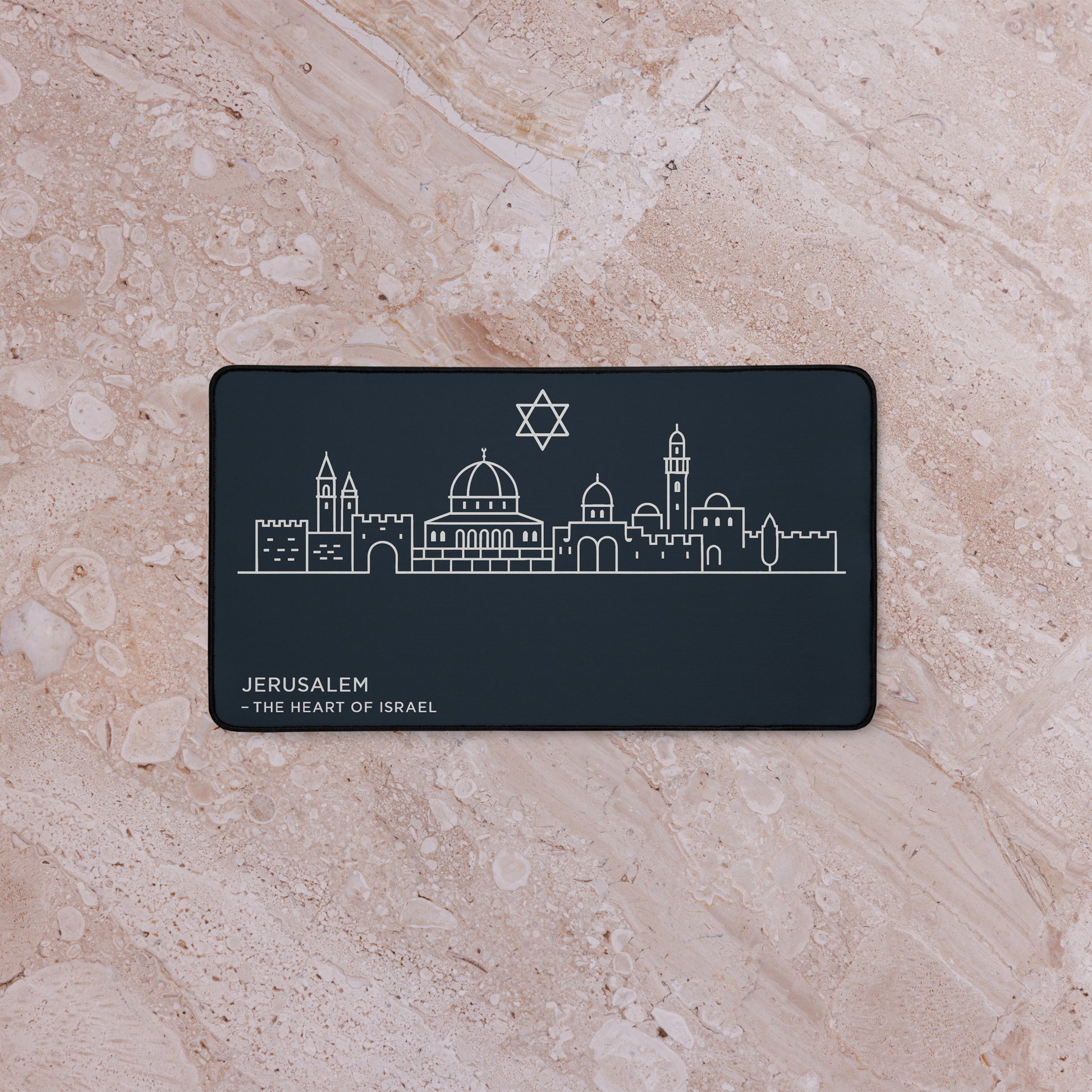 Jerusalem The Heart Of Israel Desk Mat - American Zionist