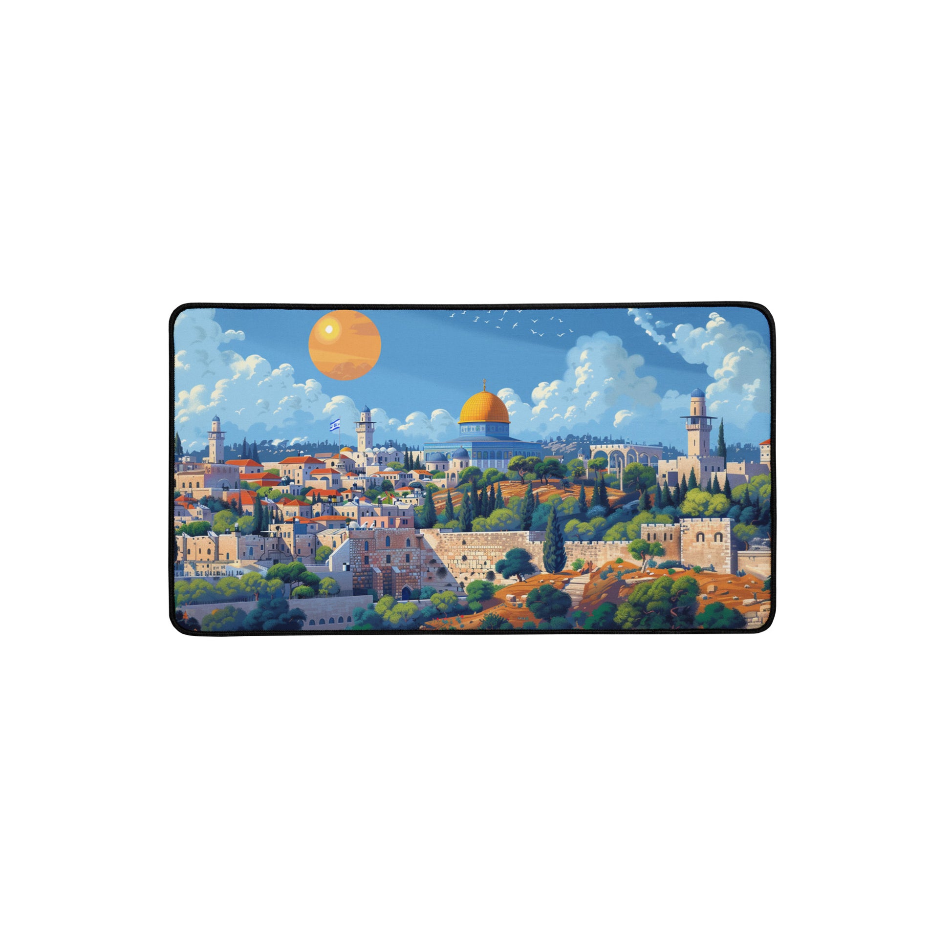 Jerusalem City Skyline Desk Mat - American Zionist