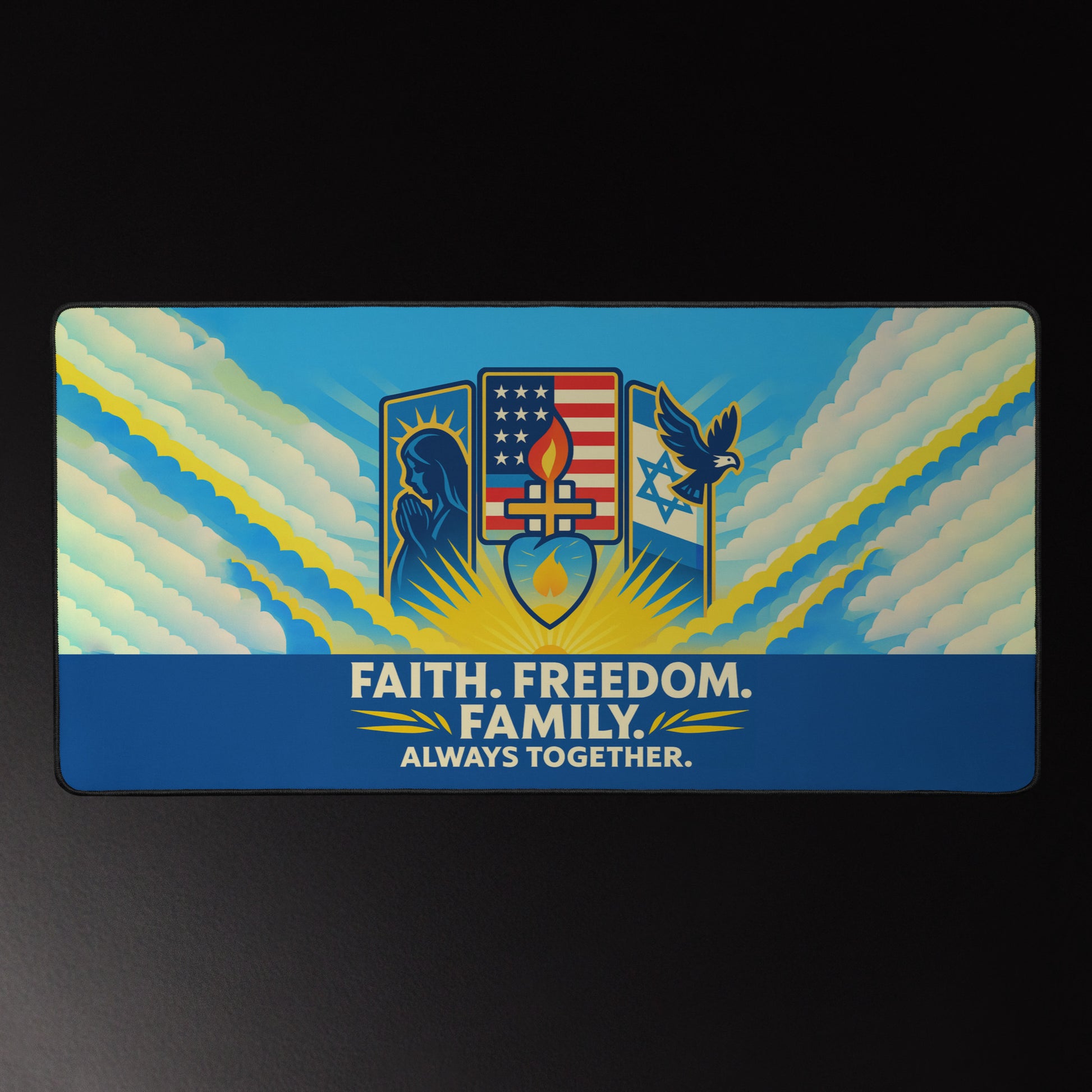 Guided By Faith's Flame Desk Mat - American Zionist