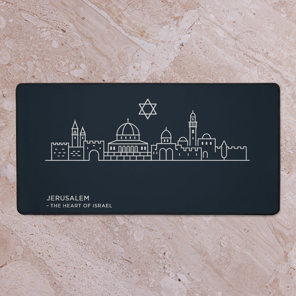 Jerusalem The Heart Of Israel Desk Mat - American Zionist