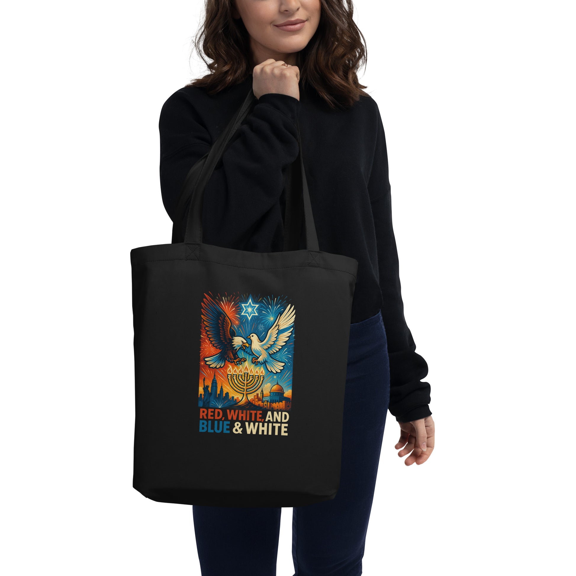 Red White and Blue Eco Tote Bag - American Zionist