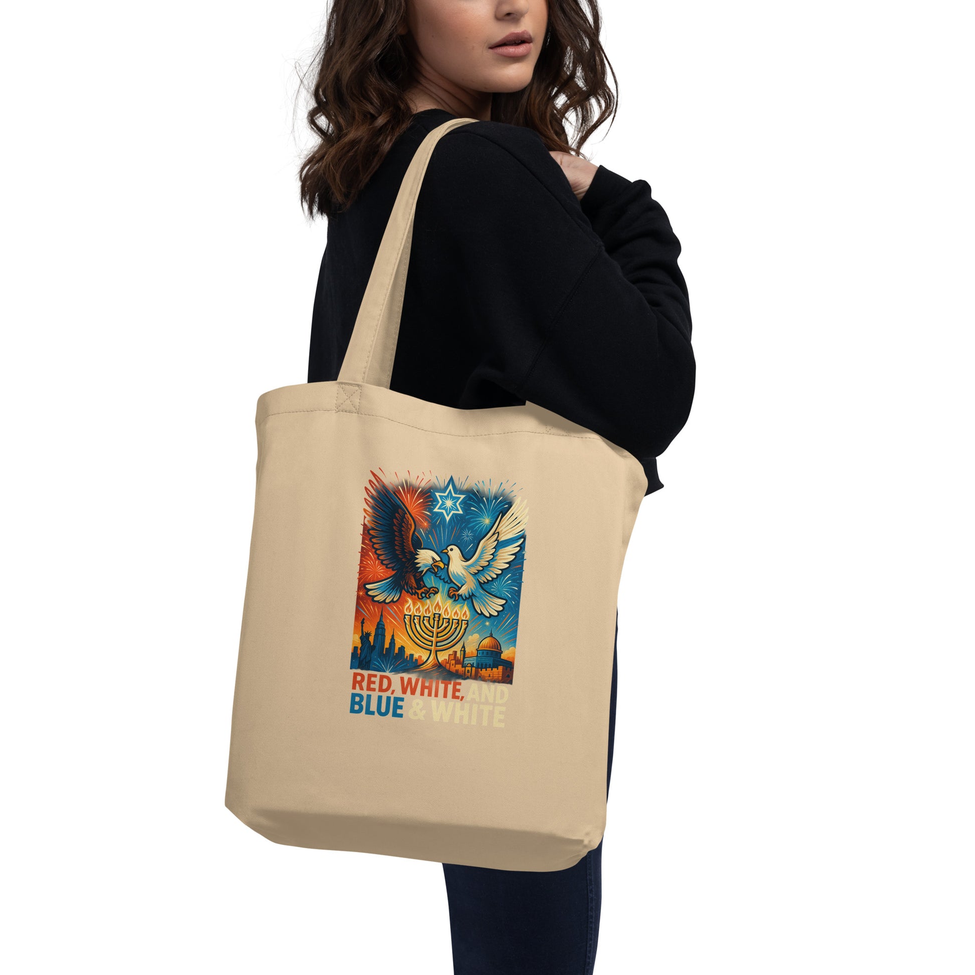 Red White and Blue Eco Tote Bag - American Zionist
