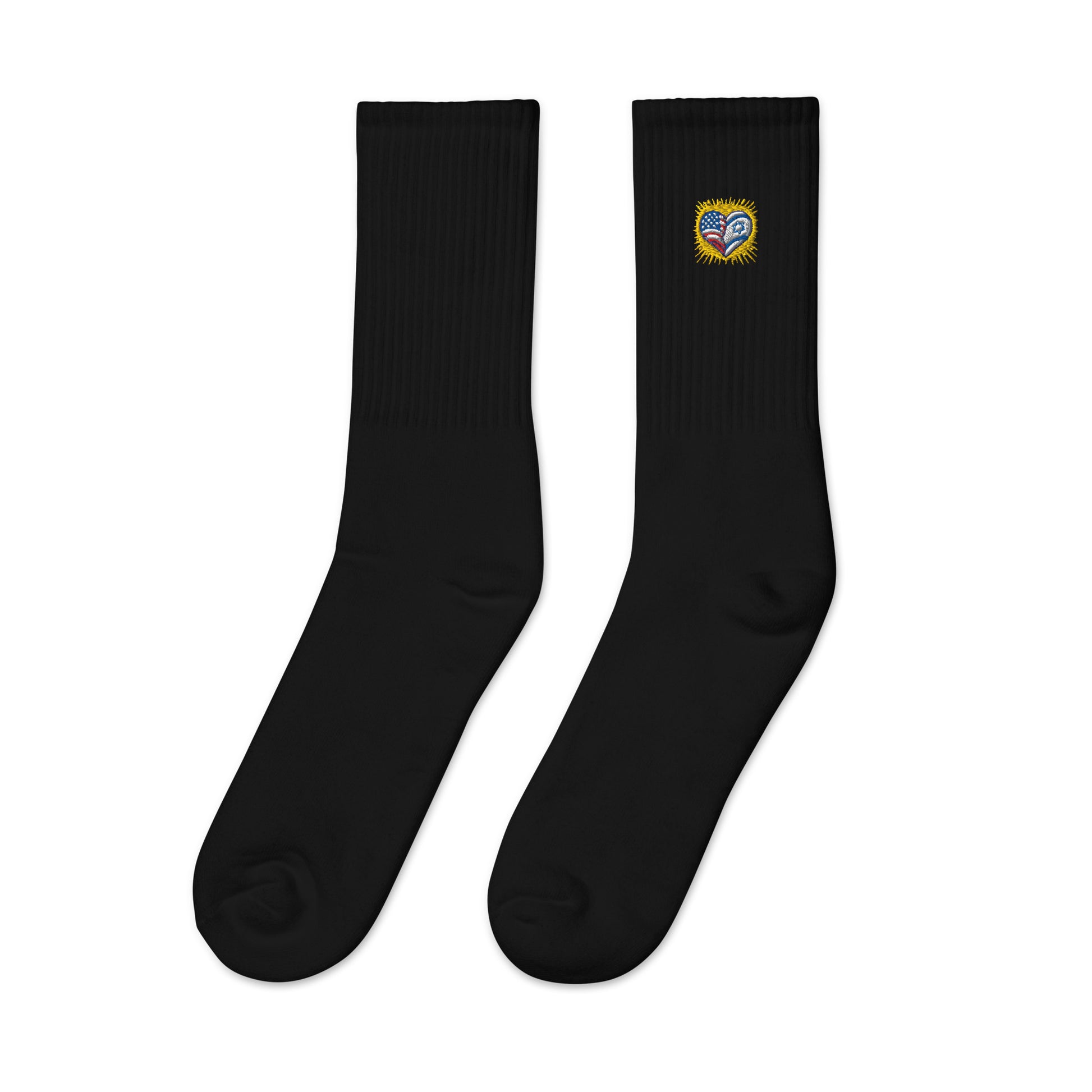 Heart of Two Nations Embroidered Crew Socks - American Zionist