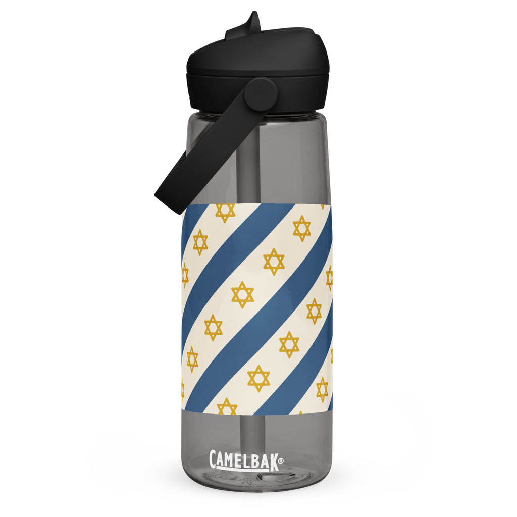 Israel Regalia Stripe Flip Straw Water Bottle - American Zionist