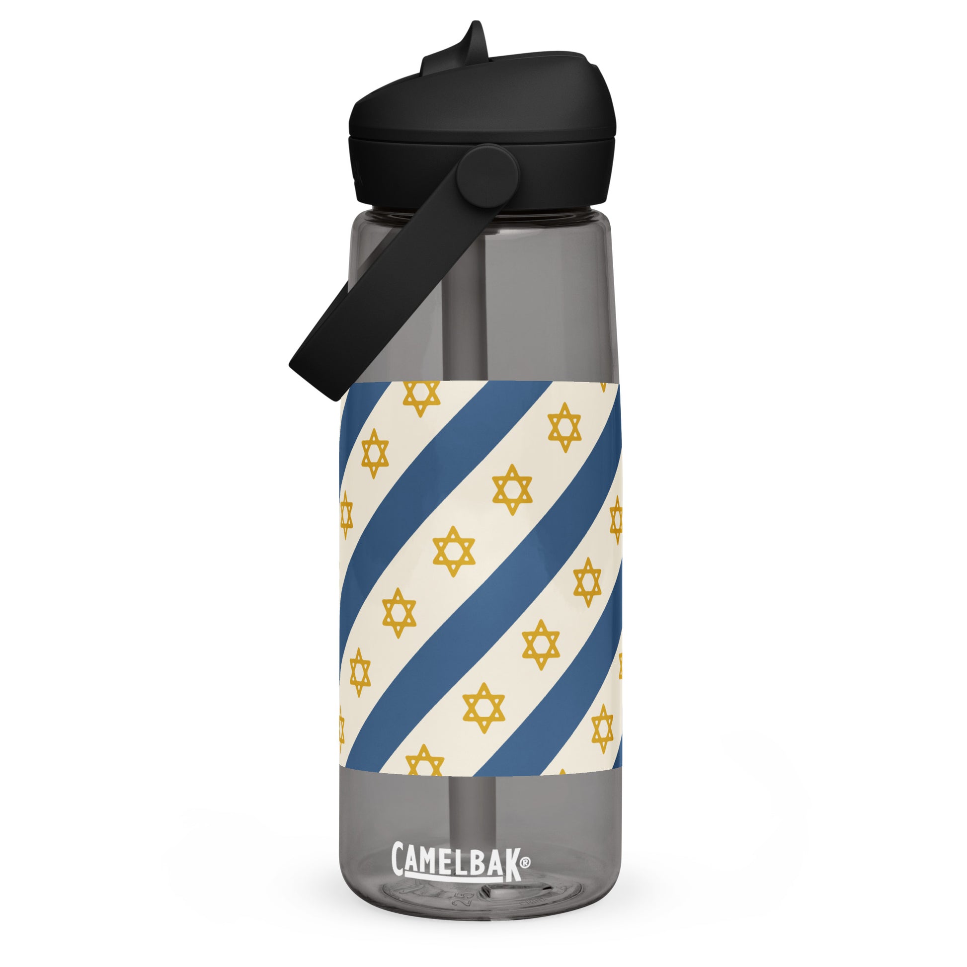 Israel Regalia Stripe Flip Straw Water Bottle - American Zionist