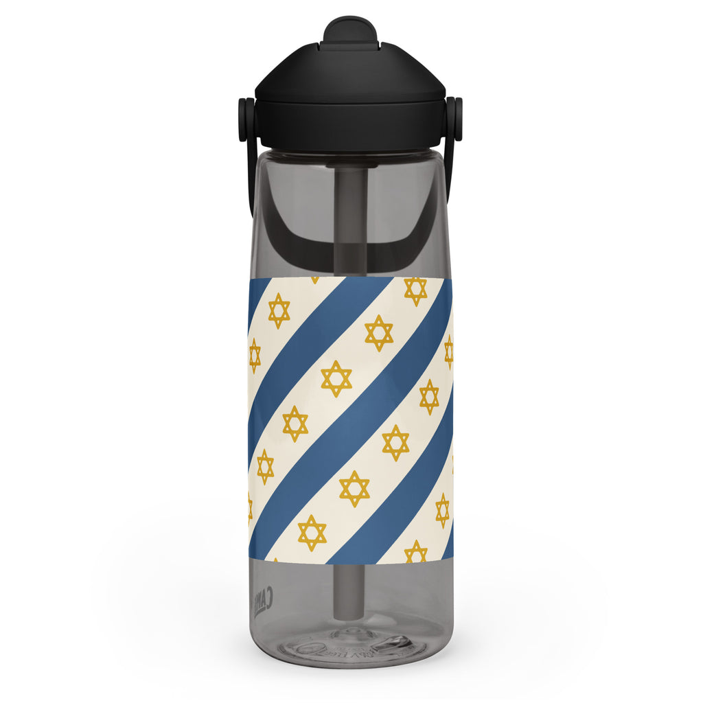 Israel Regalia Stripe Flip Straw Water Bottle - American Zionist