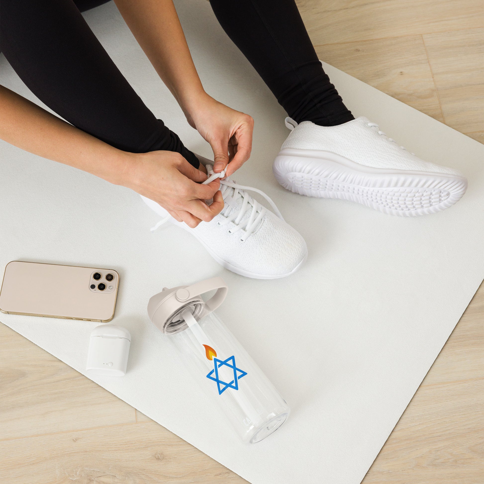 Fire Stars Of David Flip Straw Water Bottle - American Zionist