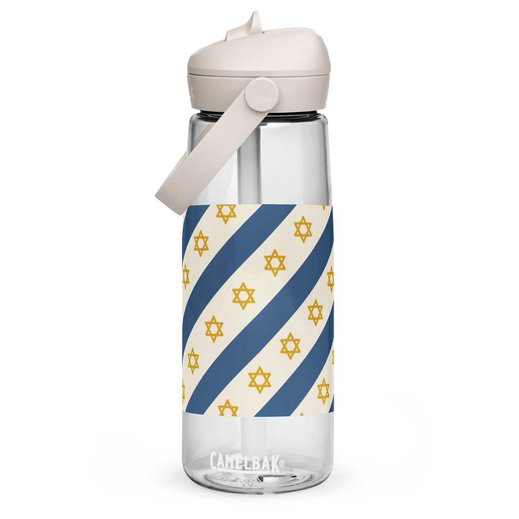 Israel Regalia Stripe Flip Straw Water Bottle - American Zionist