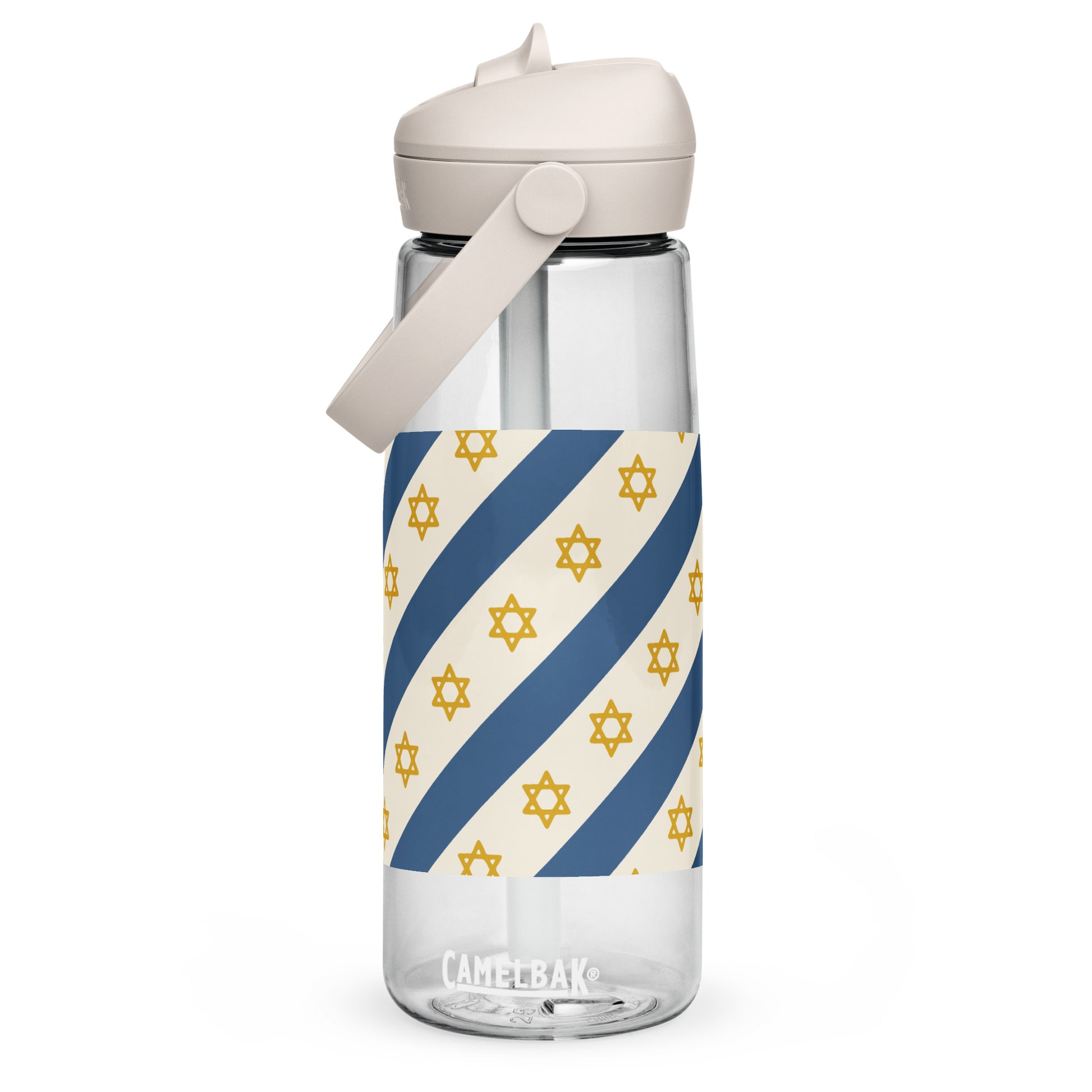 Israel Regalia Stripe Flip Straw Water Bottle - American Zionist