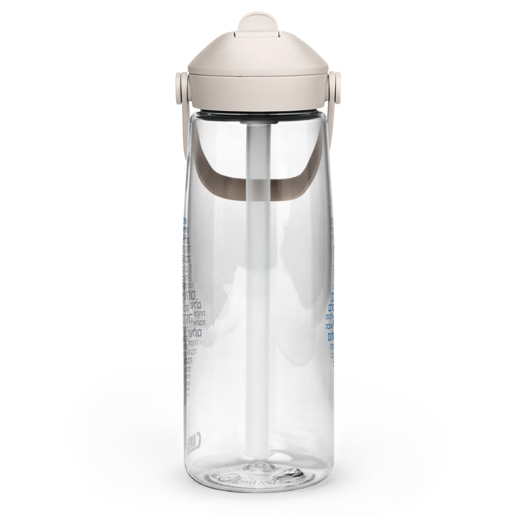 Hebrew Letters Flip Straw Water Bottle - American Zionist