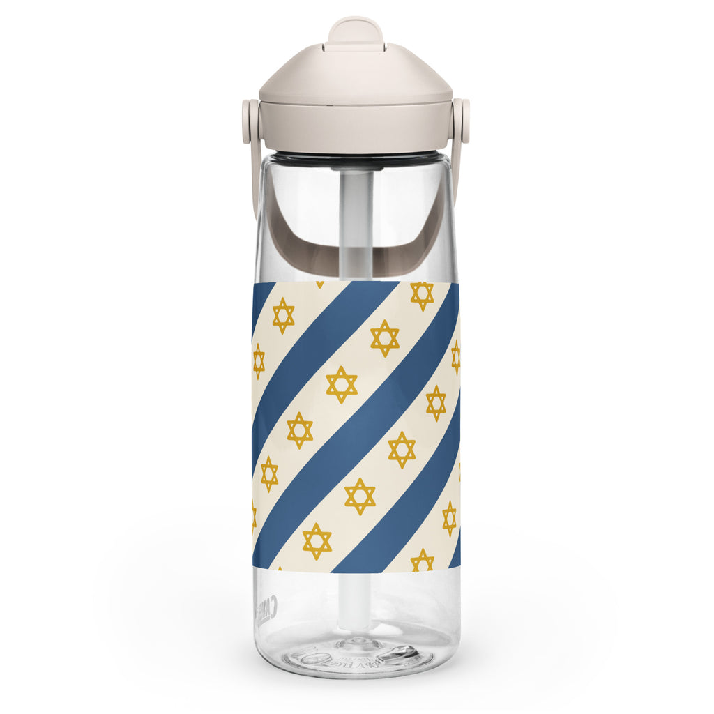 Israel Regalia Stripe Flip Straw Water Bottle - American Zionist