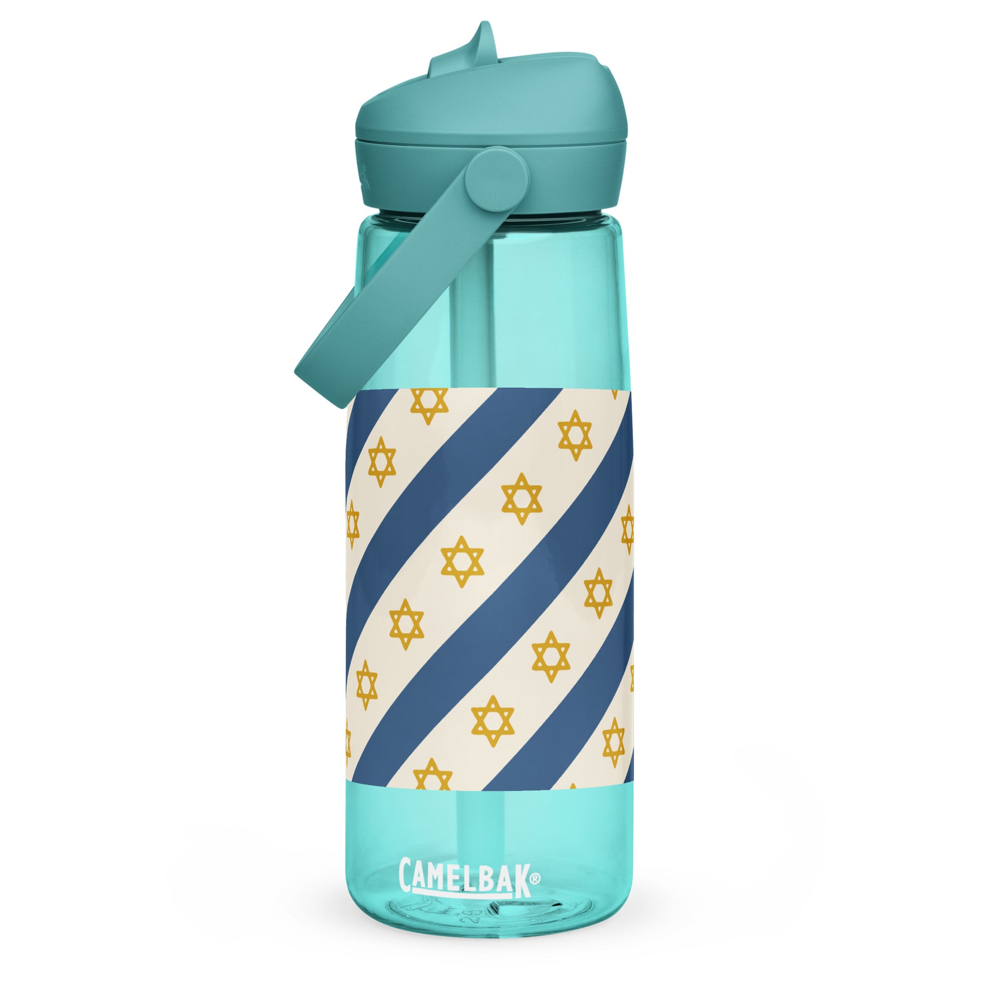 Israel Regalia Stripe Flip Straw Water Bottle - American Zionist