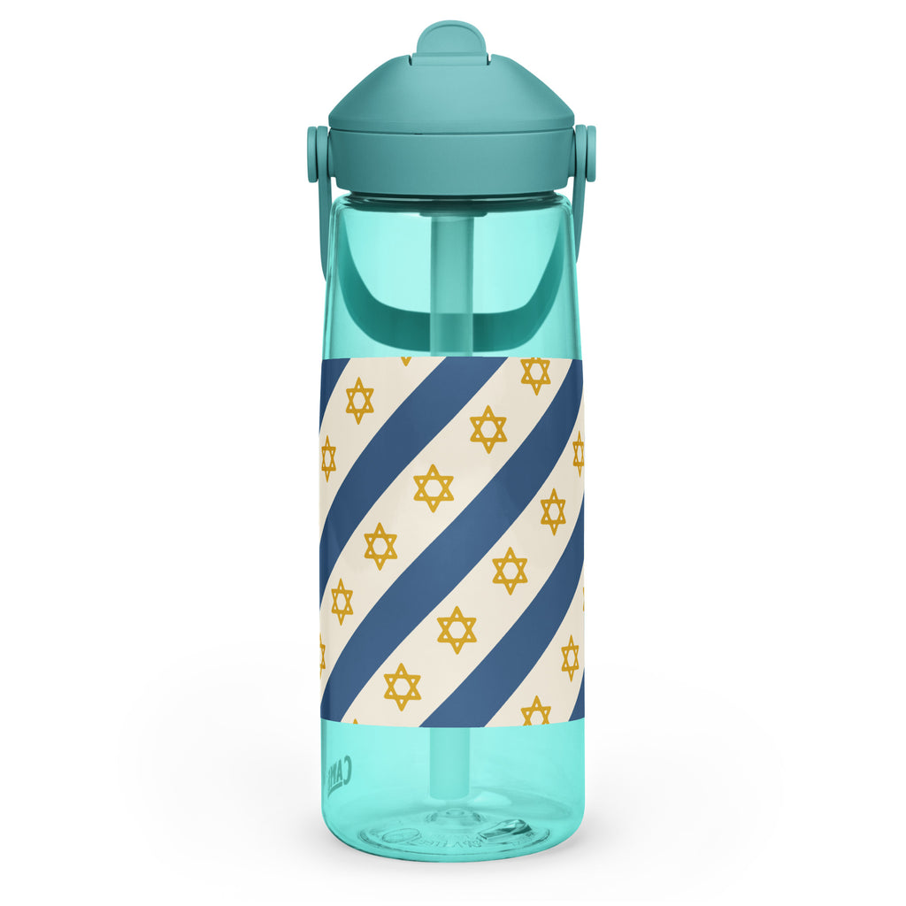 Israel Regalia Stripe Flip Straw Water Bottle - American Zionist