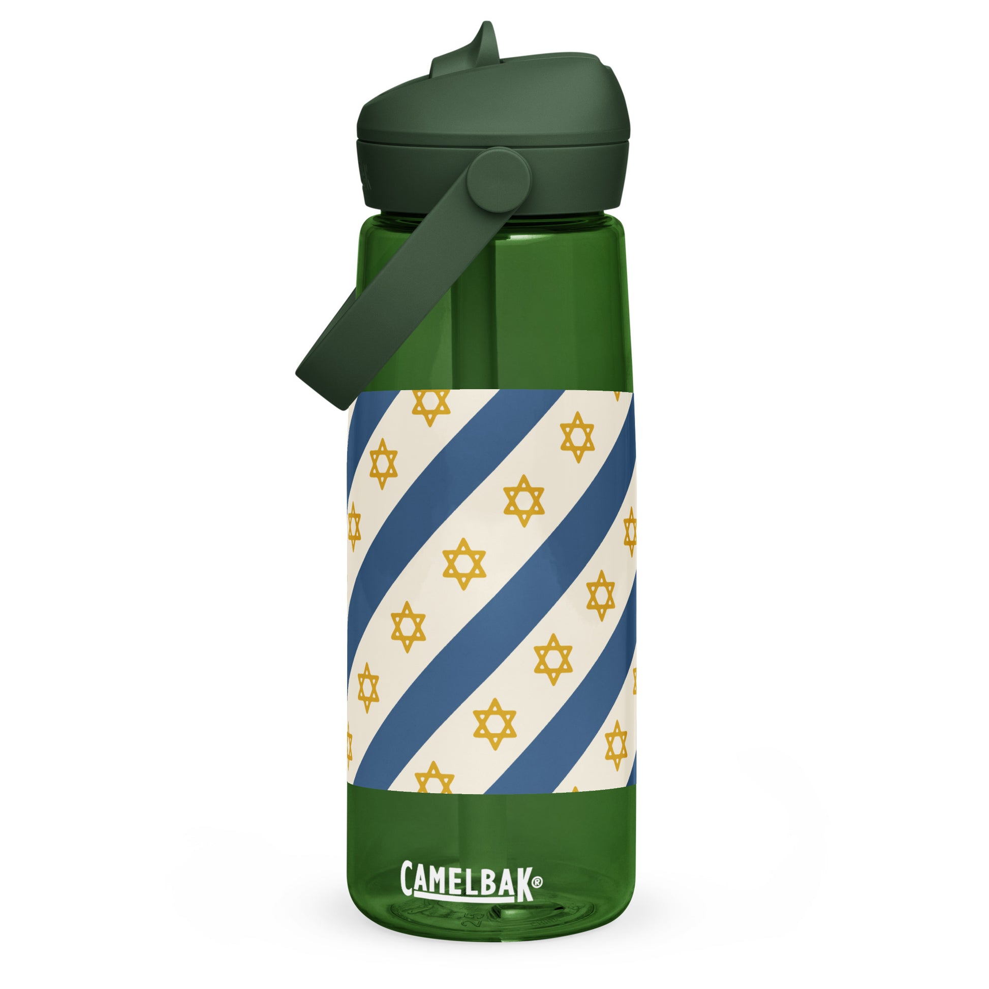 Israel Regalia Stripe Flip Straw Water Bottle - American Zionist