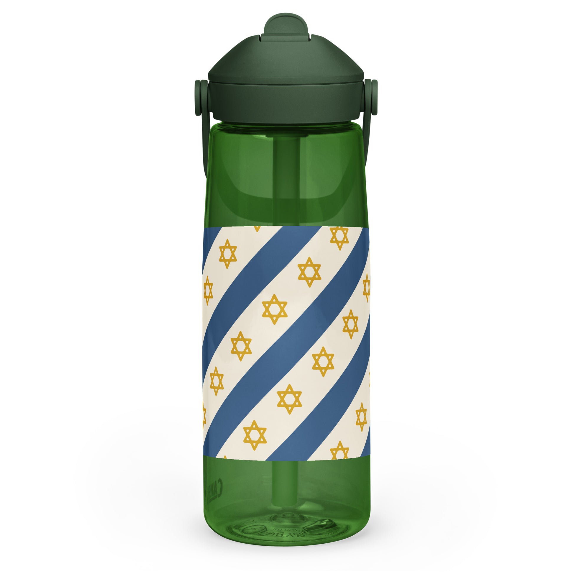 Israel Regalia Stripe Flip Straw Water Bottle - American Zionist