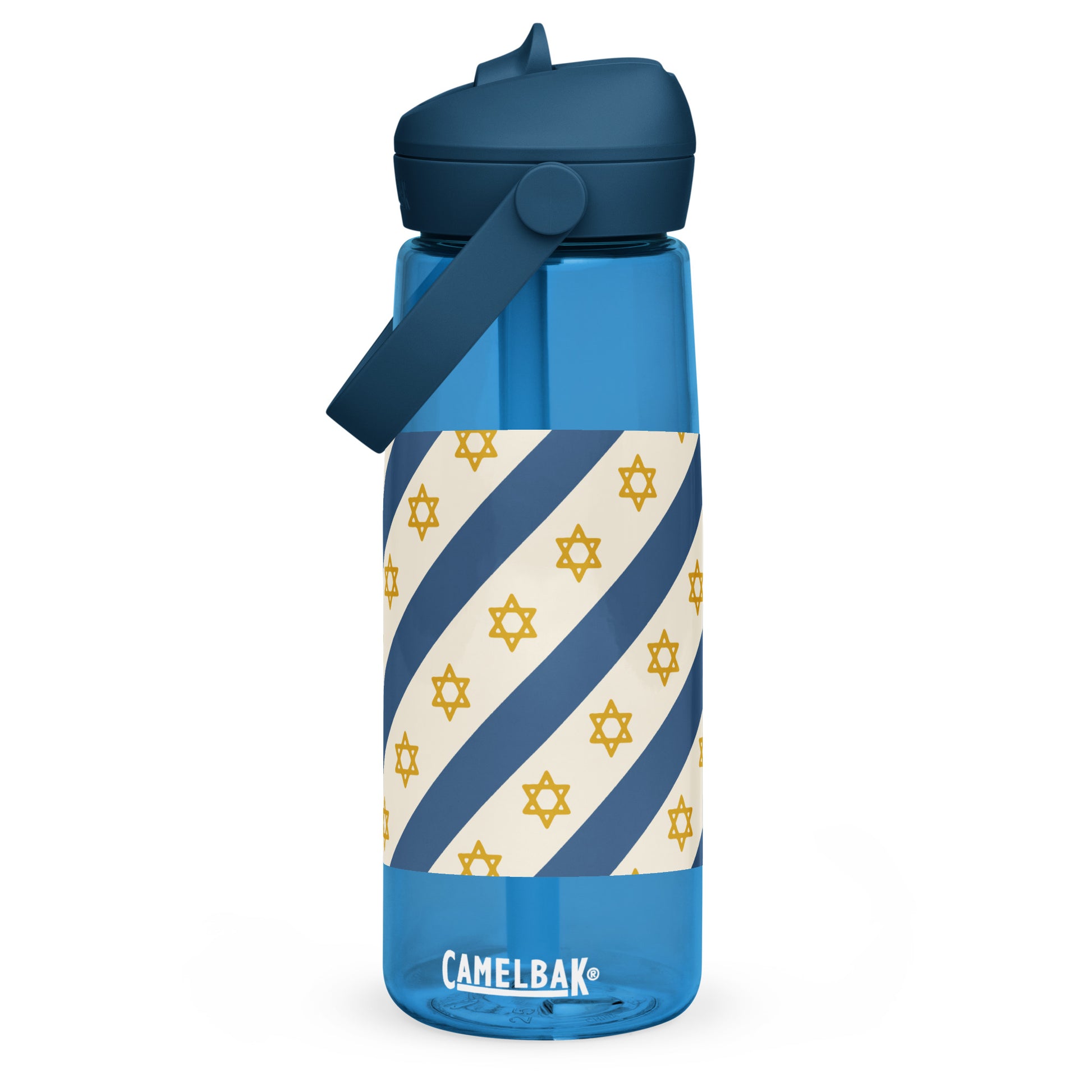 Israel Regalia Stripe Flip Straw Water Bottle - American Zionist