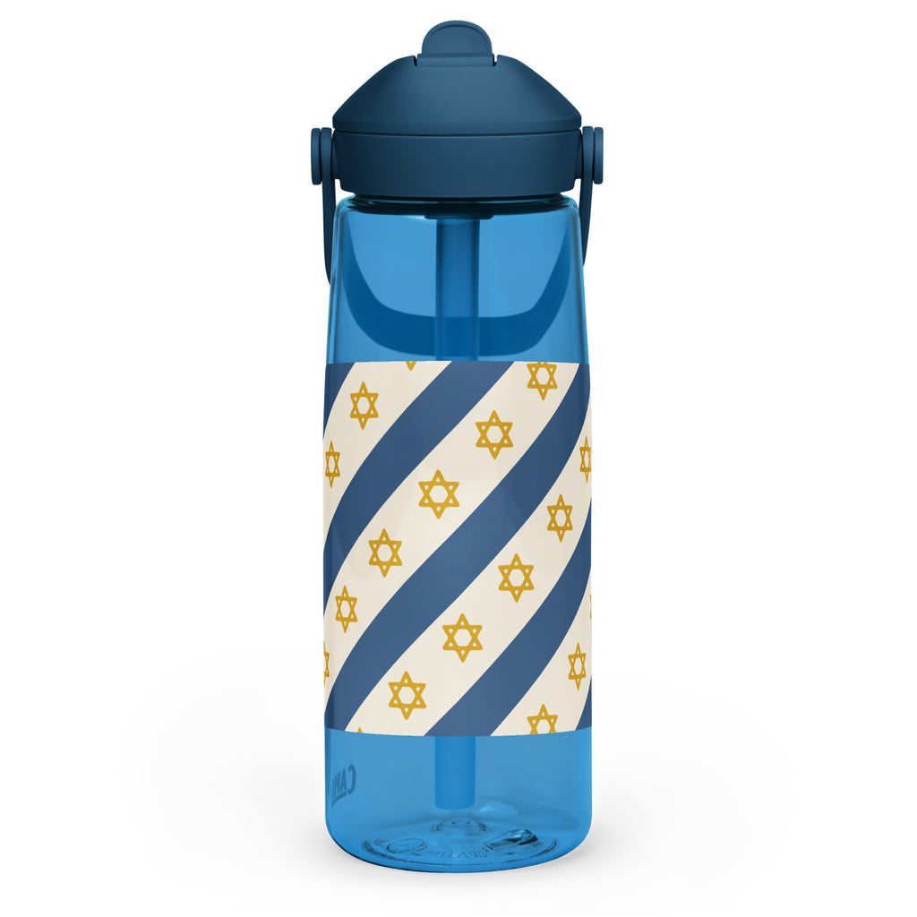 Israel Regalia Stripe Flip Straw Water Bottle - American Zionist