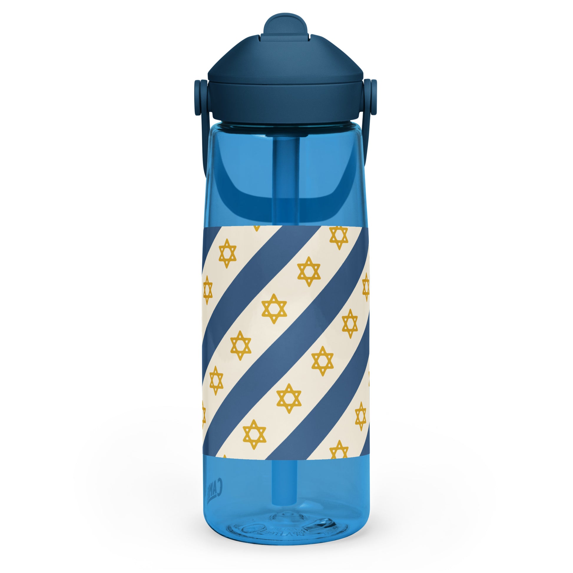 Israel Regalia Stripe Flip Straw Water Bottle - American Zionist