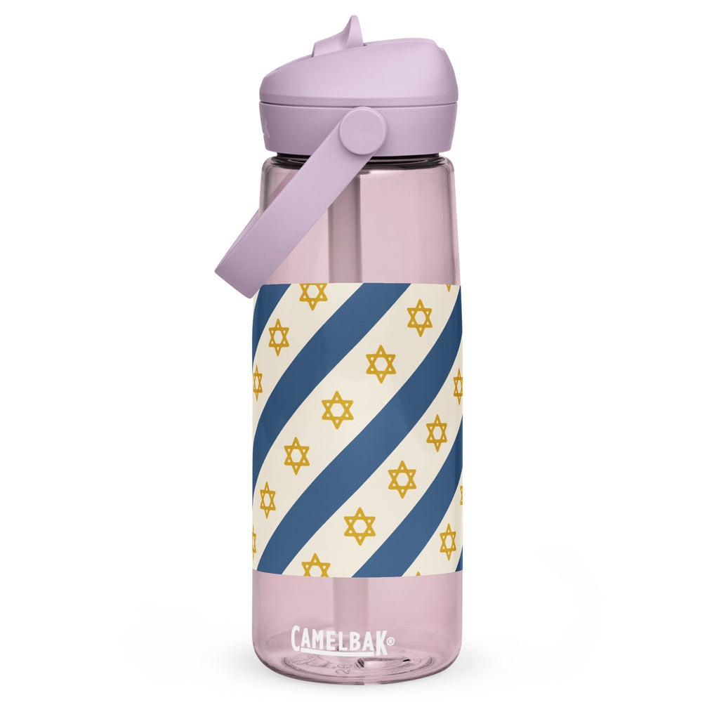 Israel Regalia Stripe Flip Straw Water Bottle - American Zionist