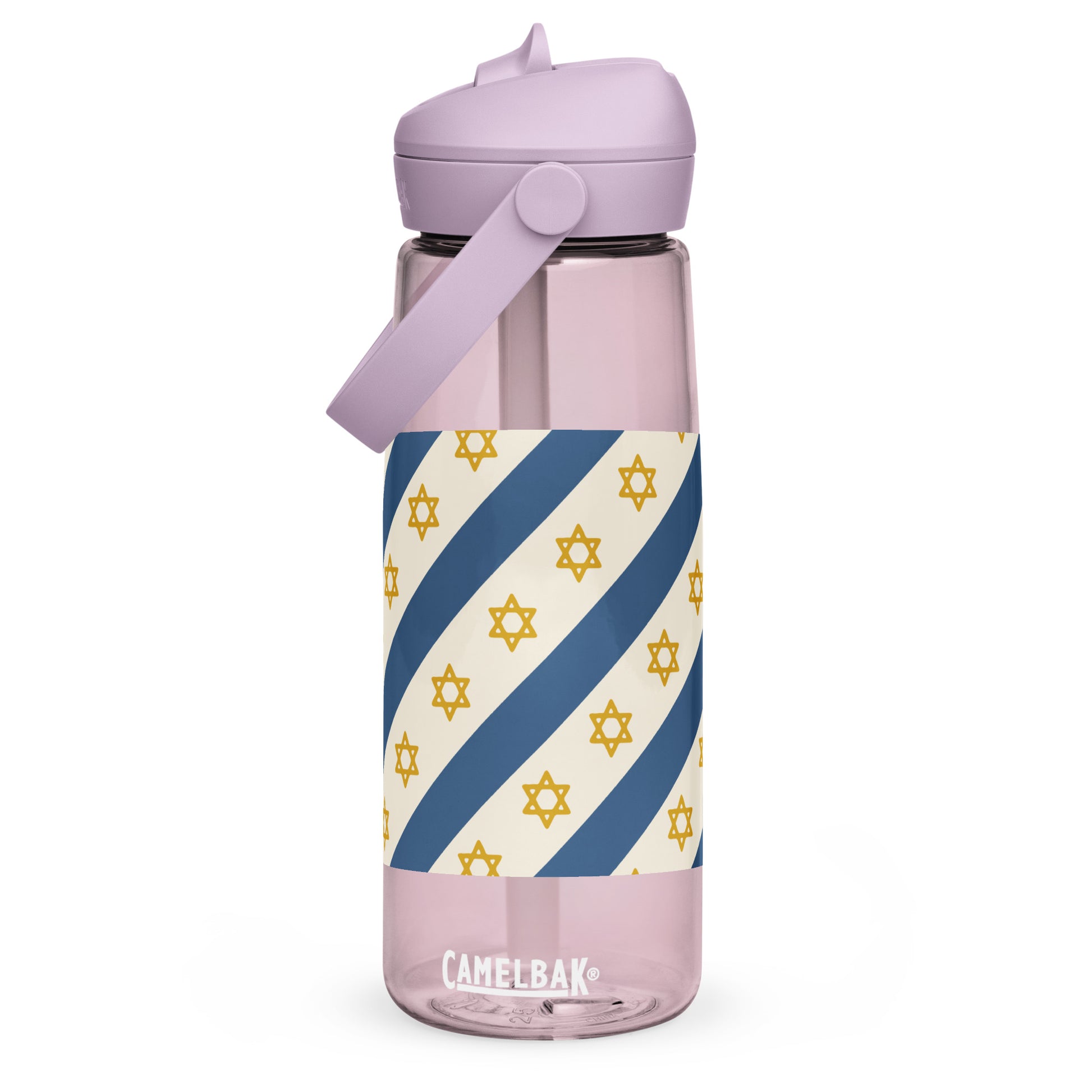 Israel Regalia Stripe Flip Straw Water Bottle - American Zionist