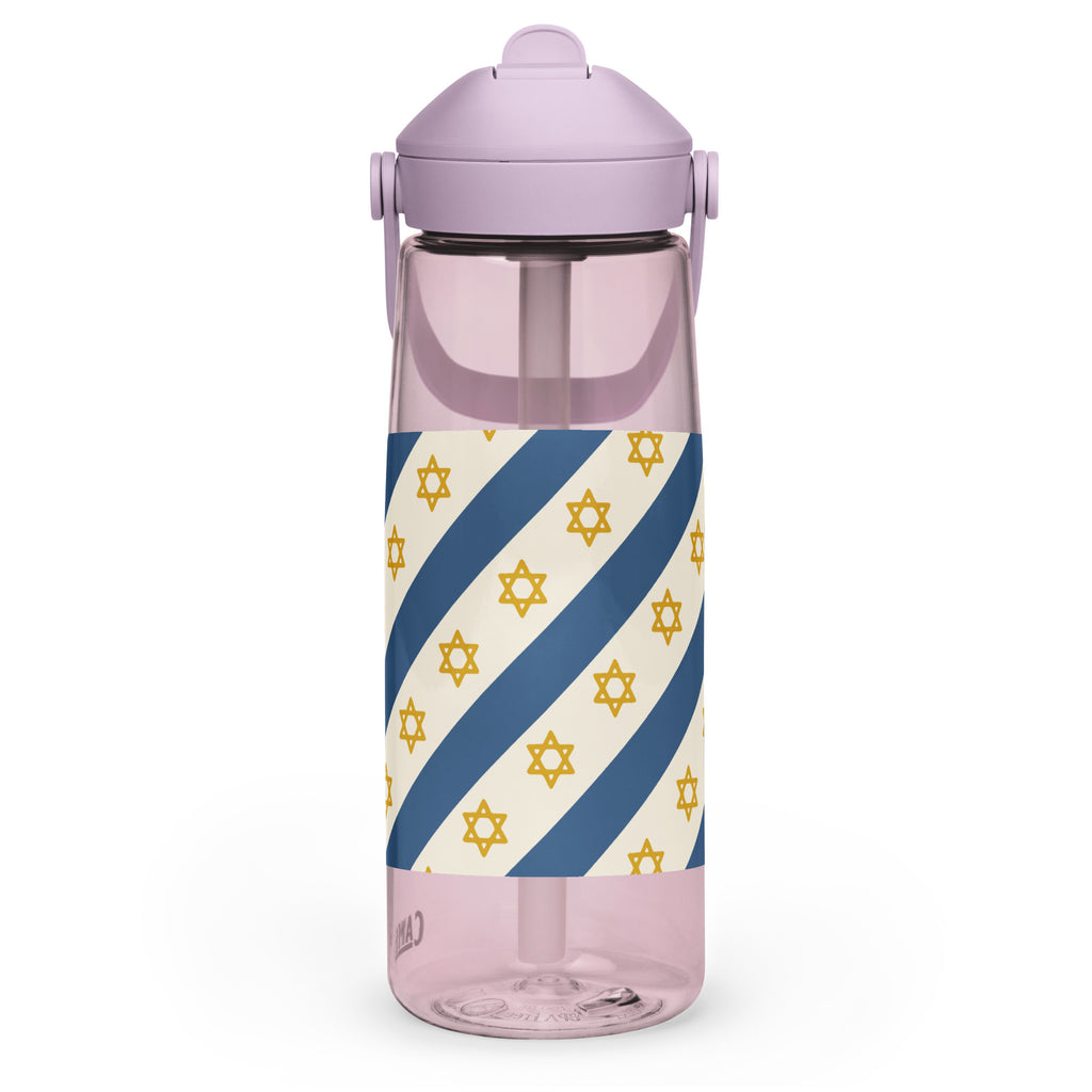 Israel Regalia Stripe Flip Straw Water Bottle - American Zionist
