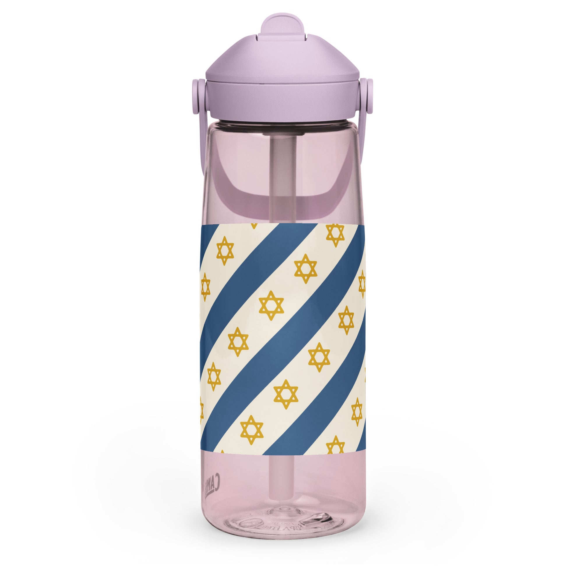 Israel Regalia Stripe Flip Straw Water Bottle - American Zionist
